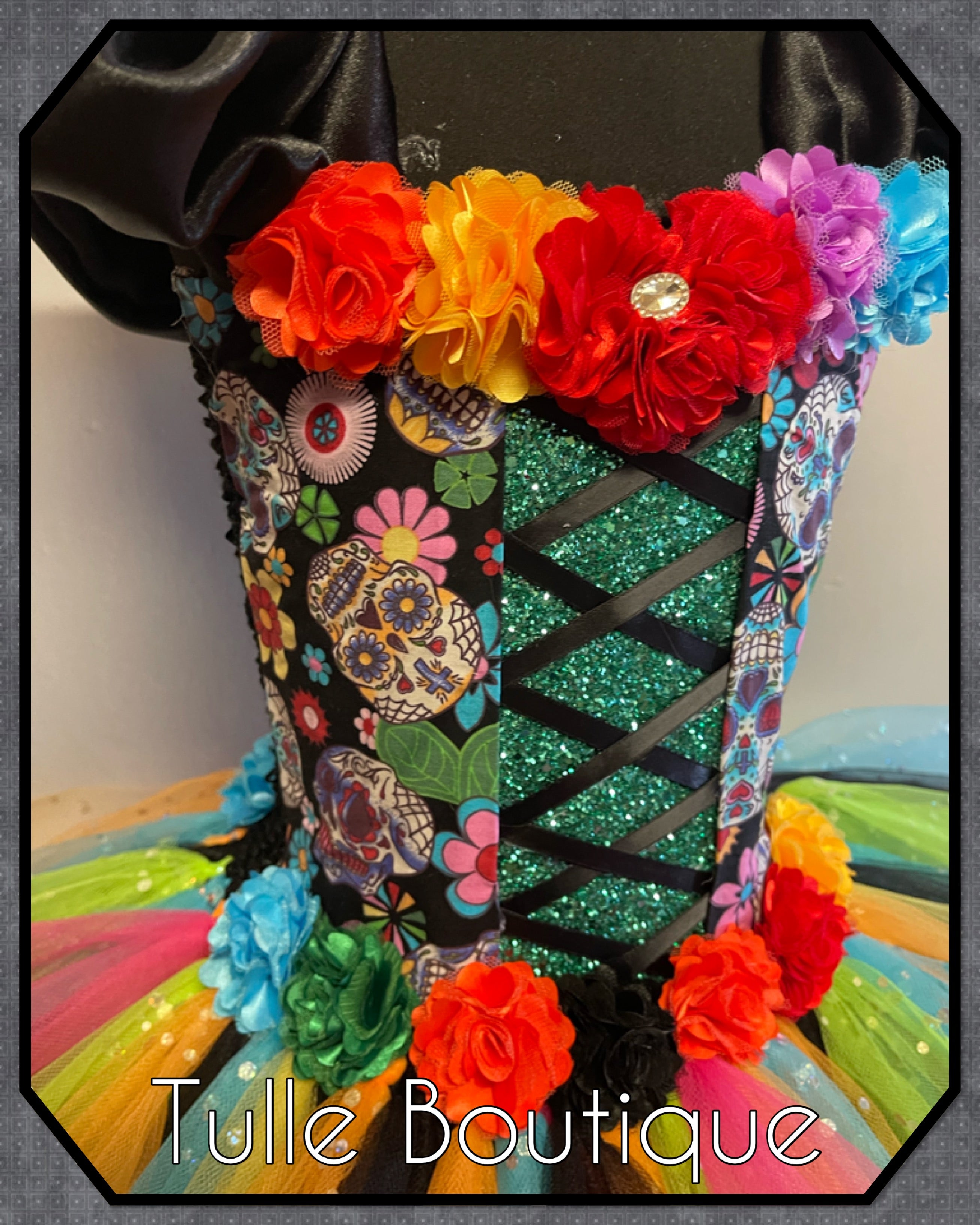 Girls toddlers Day of the dead skull tutu dress, coco ballgown, halloween fancy dress costume