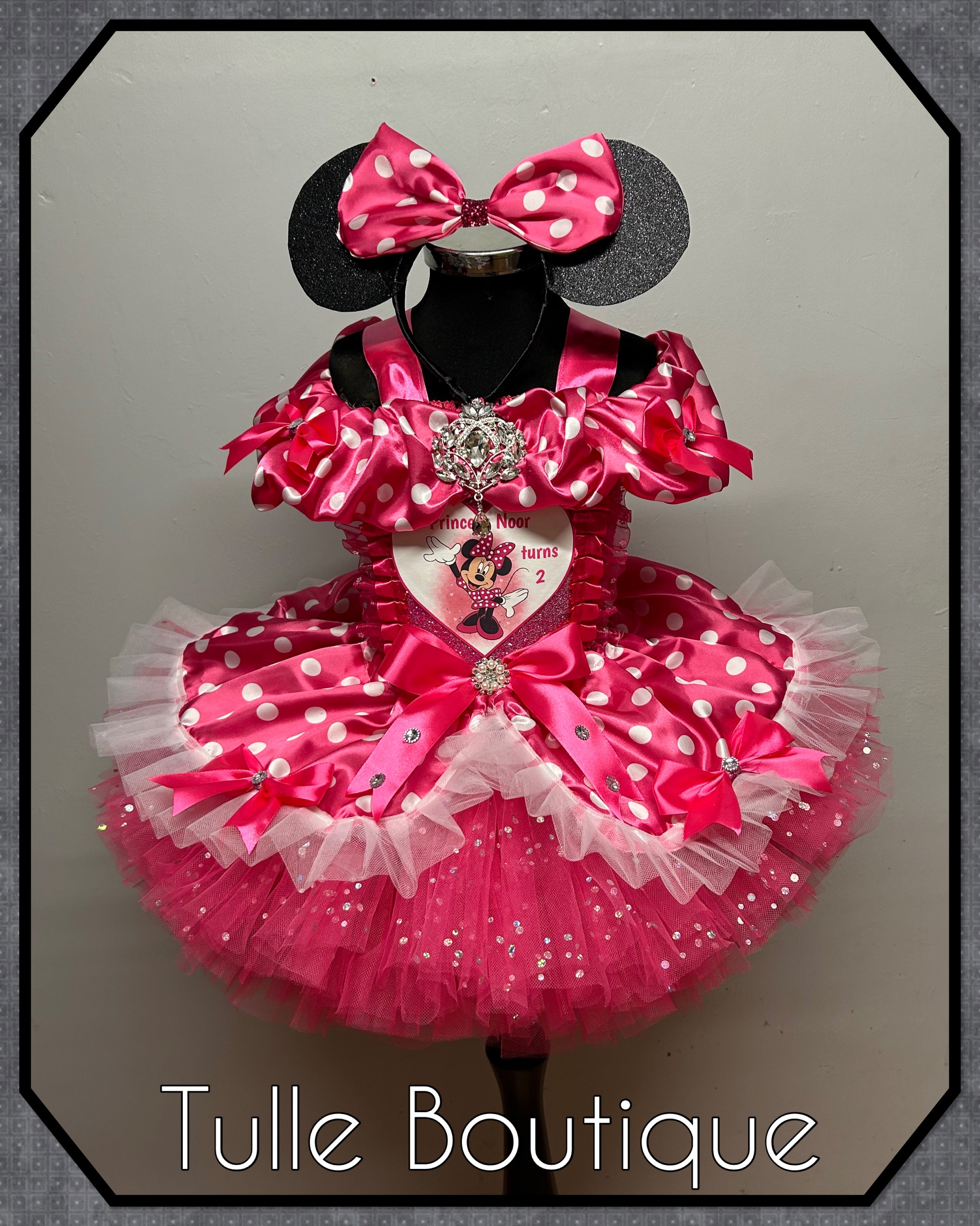 Girls toddlers Minnie Mouse hotpink tutu birthday party dress,ballgown, fancy dress costume