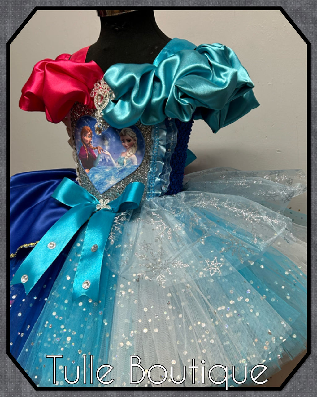 Girls toddlers Frozen Elsa and Anna  tutu dress, half and half ballgown, fancy dress costume