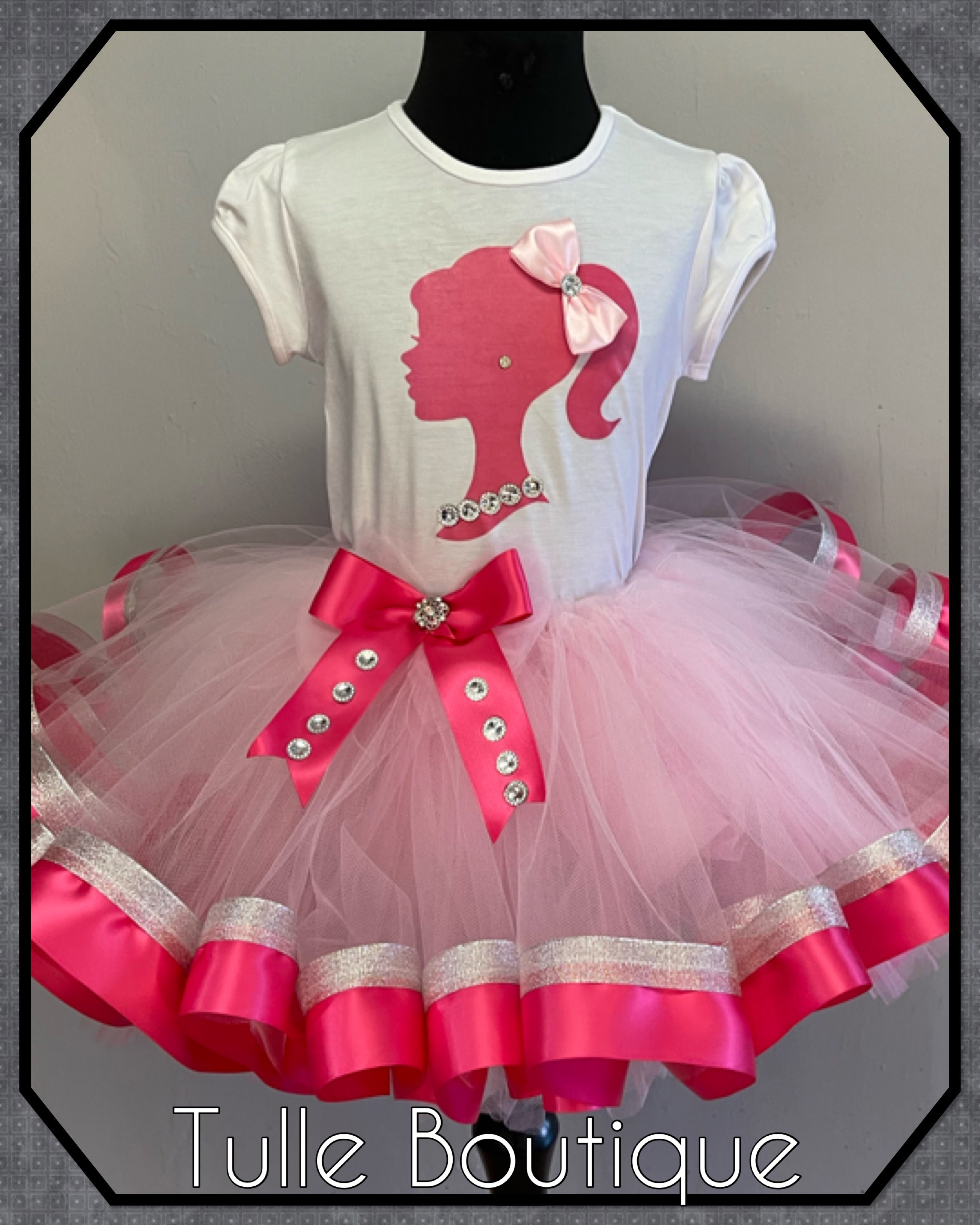 Girls toddlers Barbie Pink birthday tutu outfit fancy dress costume