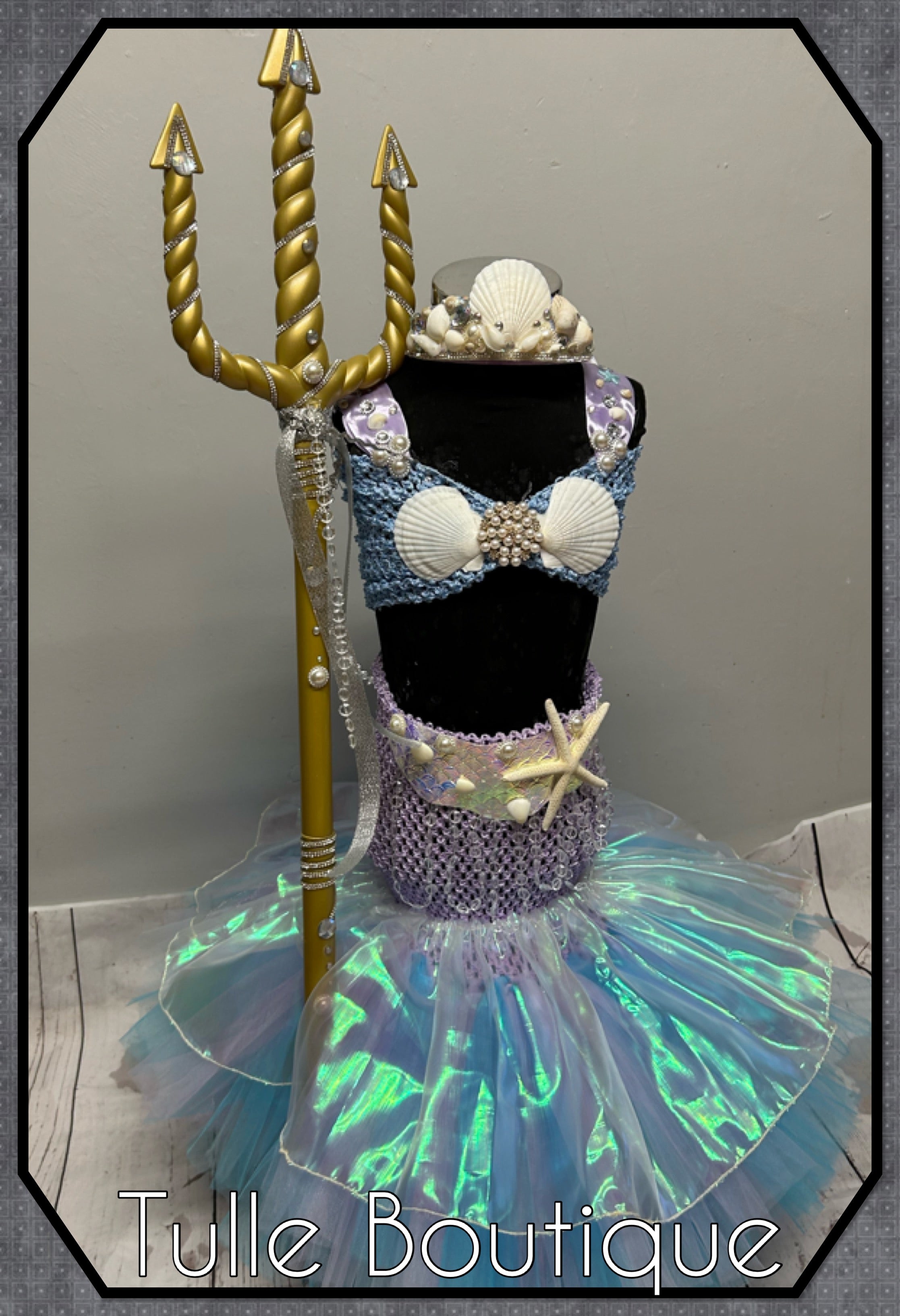 Girls toddlers Mermaid shell fishtail tutu dress, ballgown, fancy dress costume