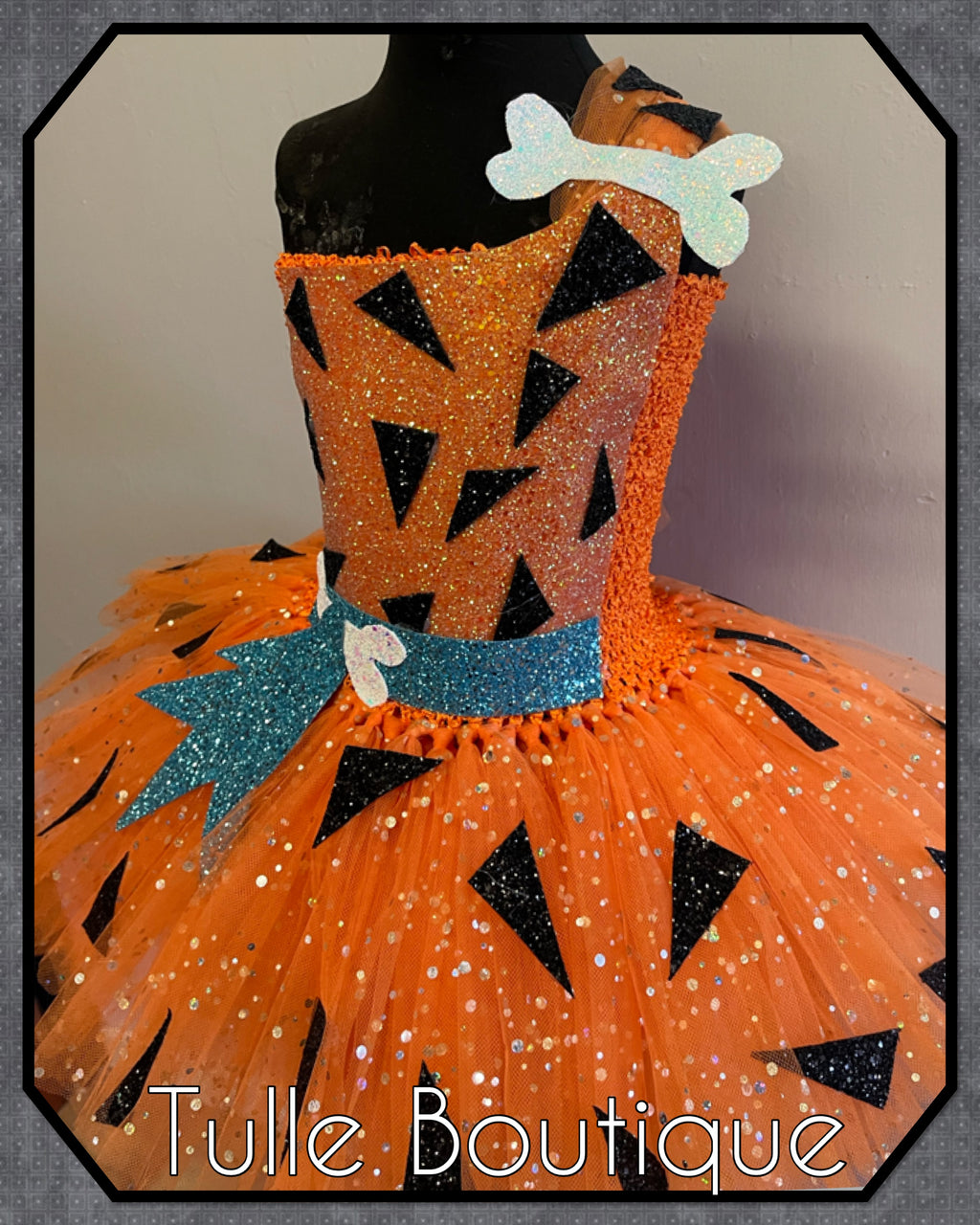 Girls toddlers Flintstones Bamm Bamm dress, ballgown, book day Pebbles fancy dress costume