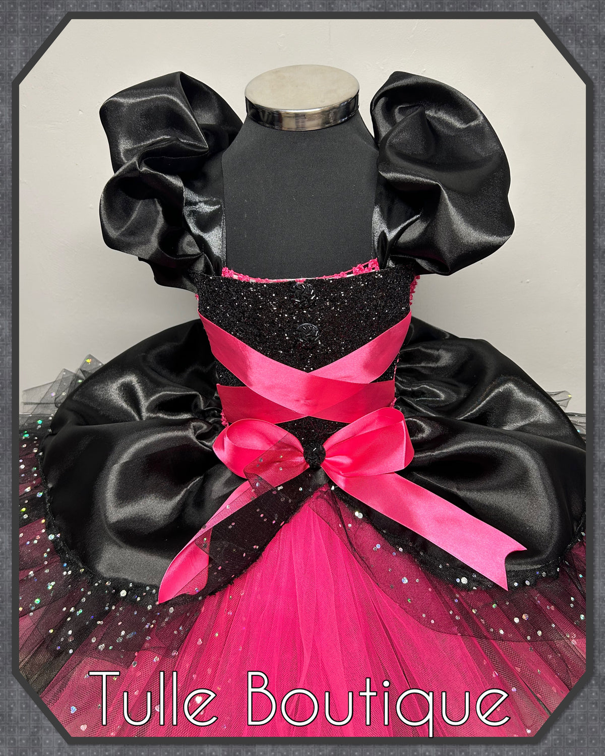 Girls toddlers hotpink and black witch tutu birthday party dress,ballgown, fancy dress costume