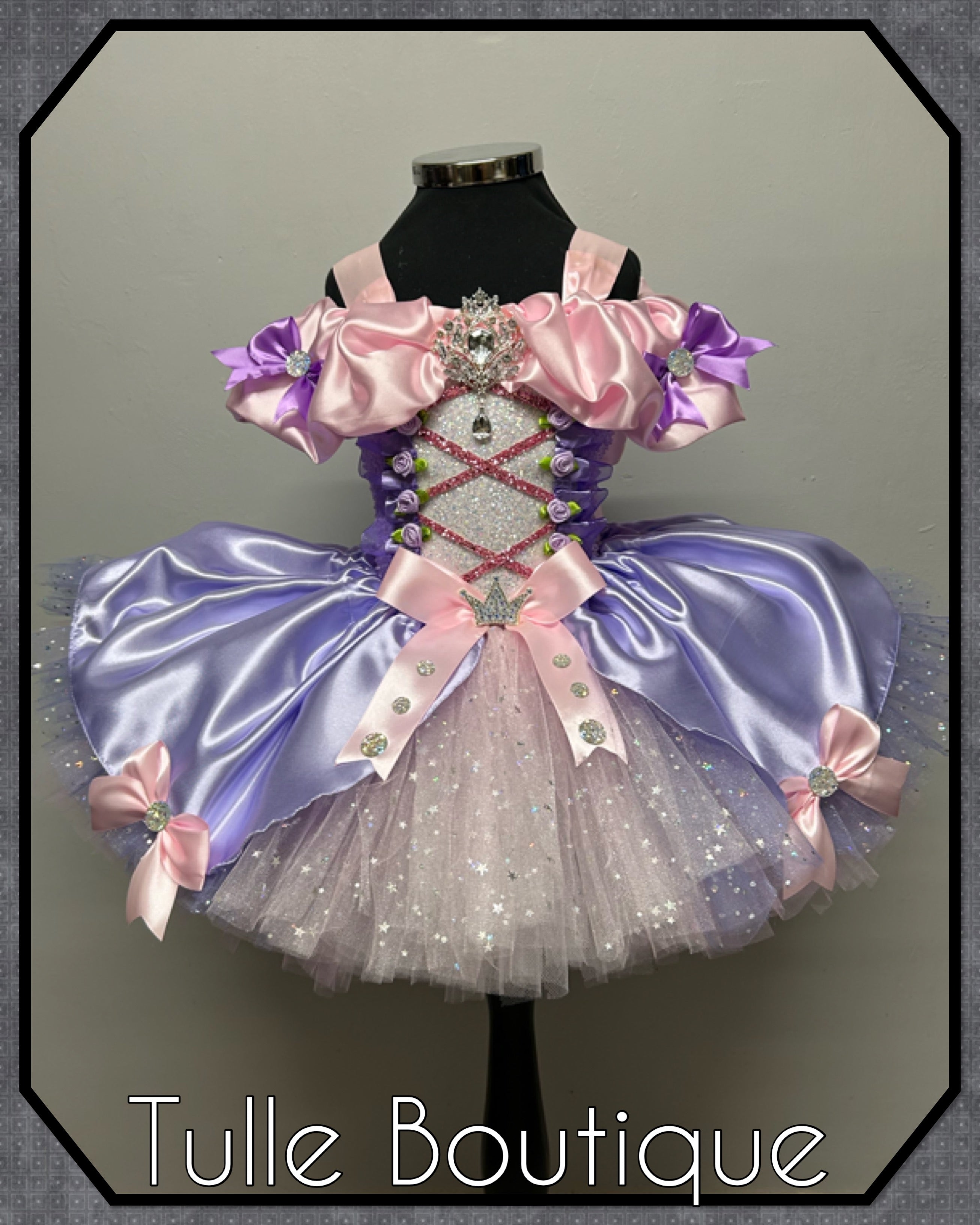 Girls toddlers Rapunzel Pink and lilac Princess tutu dress, birthday ballgown, fancy dress costume