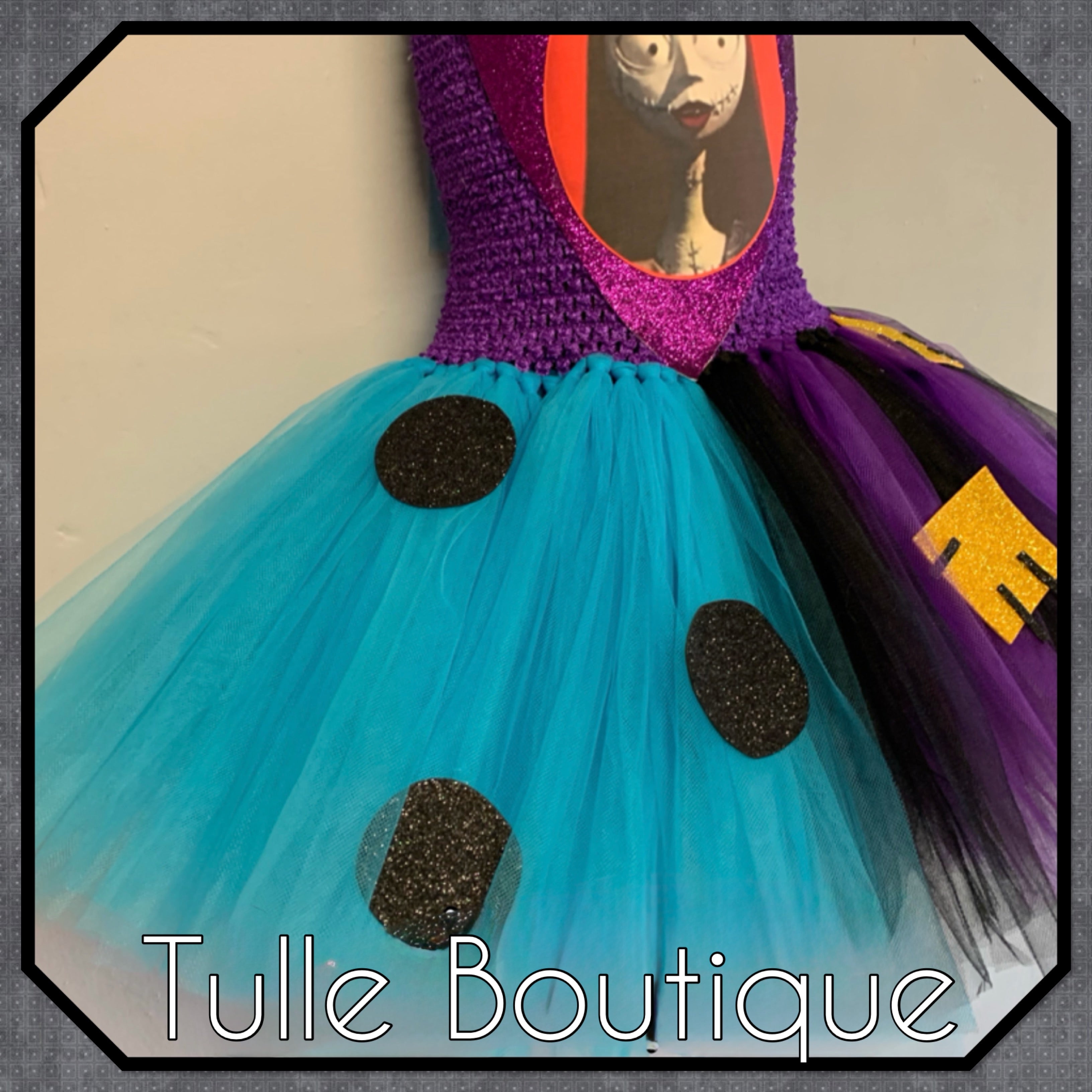 Girls toddlers Halloween nightmare before Christmas Sally tutu dress, ballgown, fancy dress costume