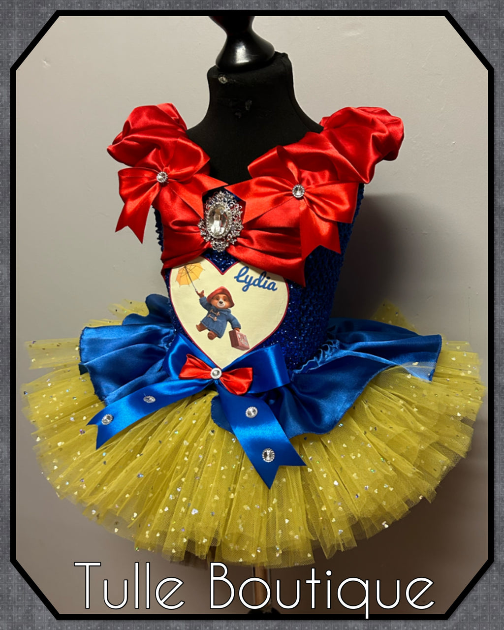 Girls toddlers Paddington bear tutu dress, princess ballgown, fancy dress costume