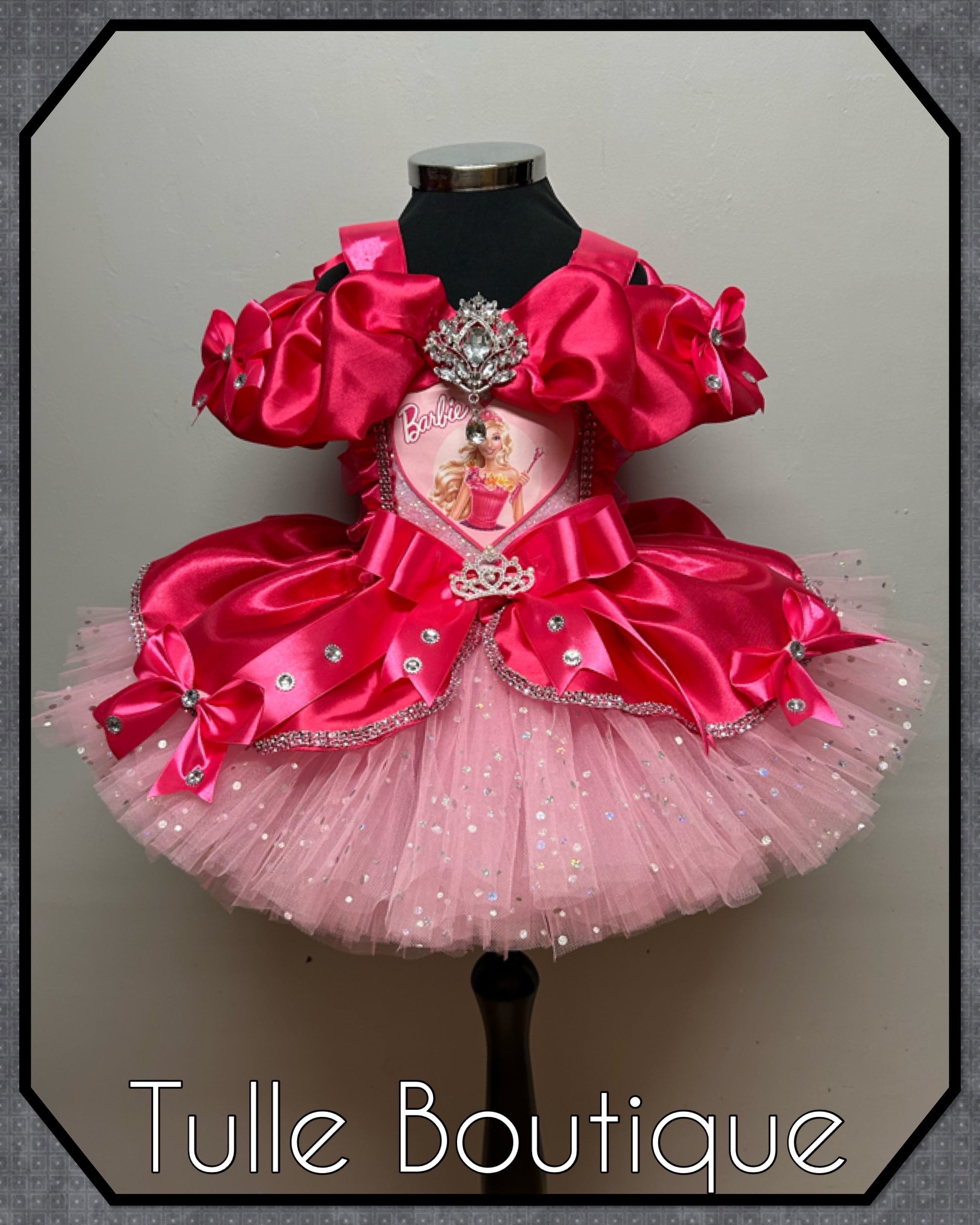 Girls toddlers Barbie Hotpink Princess tutu dress, birthday ballgown, fancy dress costume