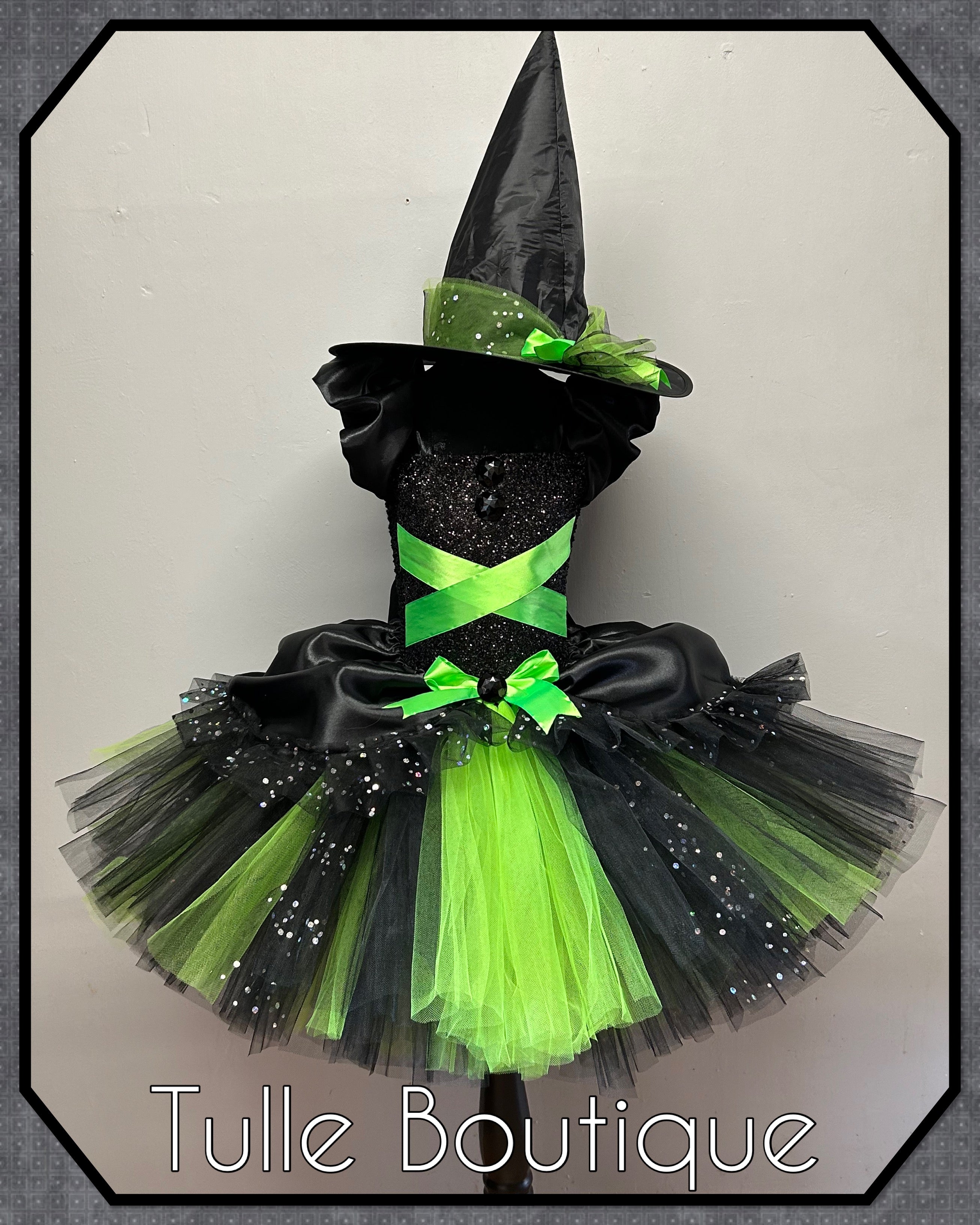 Girls Wicked Elphaba toddlers tutu birthday party dress,ballgown, fancy dress costume