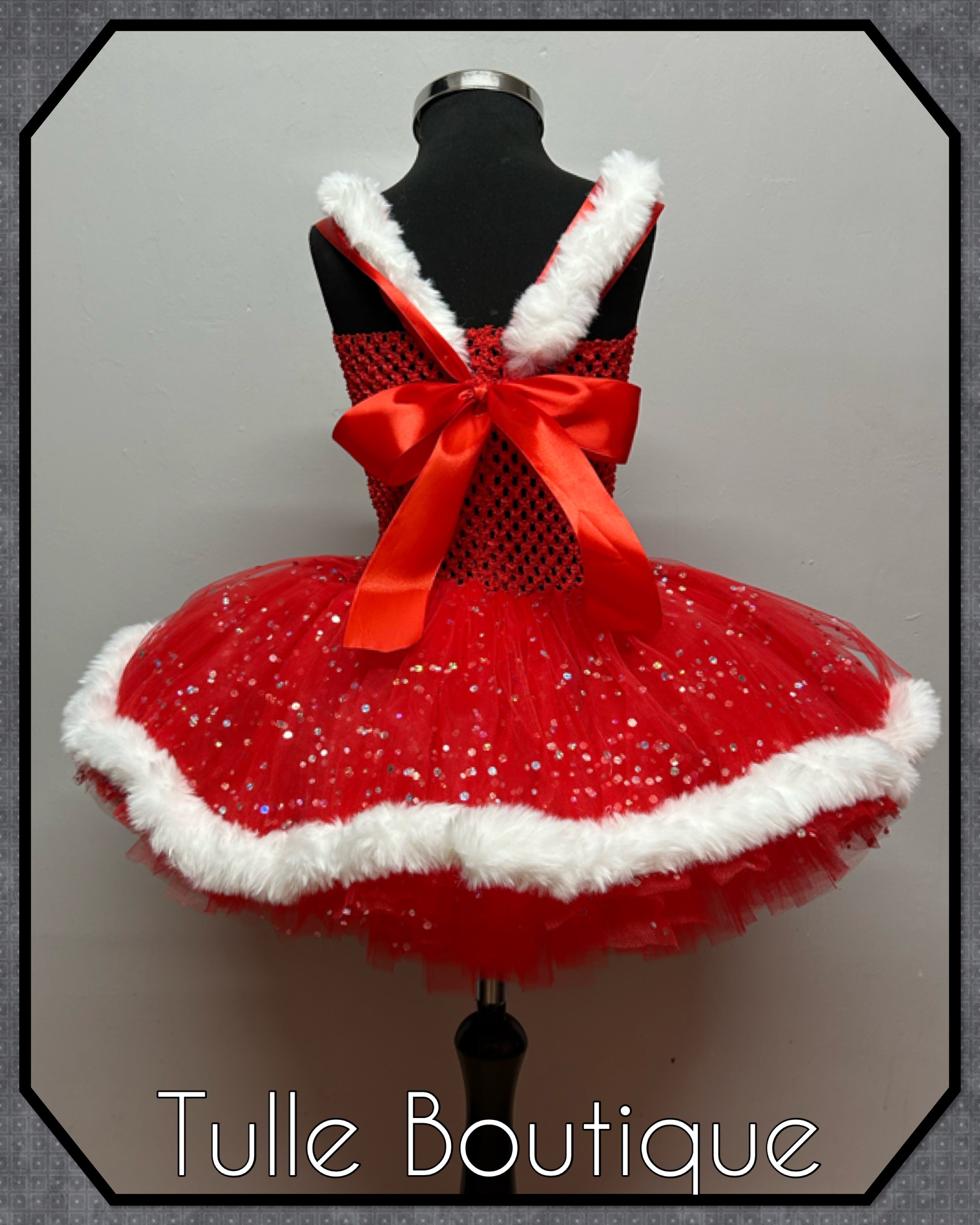 Girls toddlers Christmas Santa faux fur trimmedtutu dress, ballgown, fancy dress costume