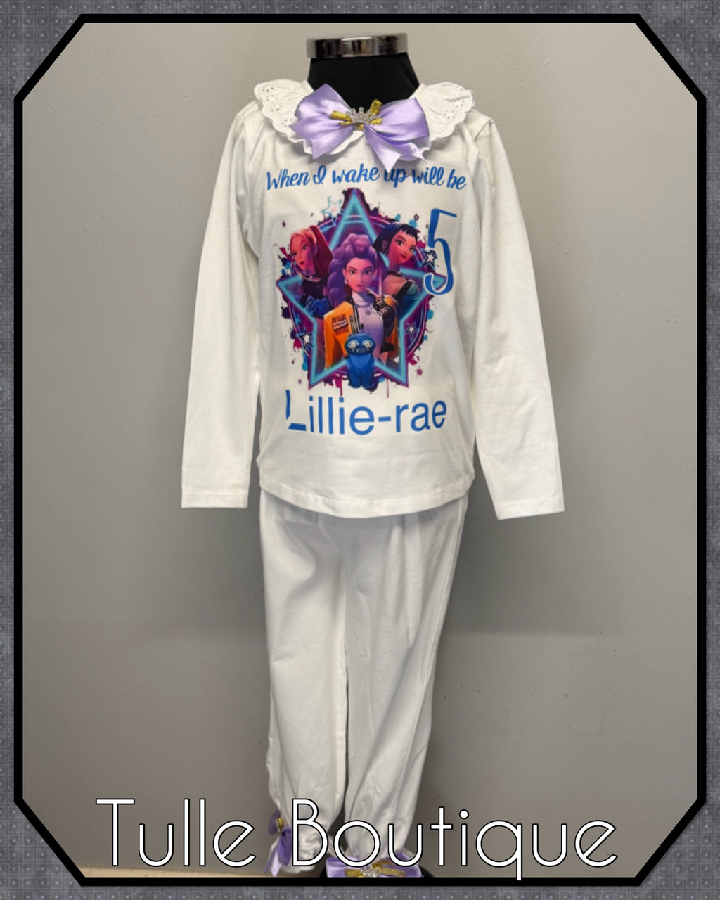 Girls toddlers Kpop demon hunters when I wake up birthday personalised pjs
