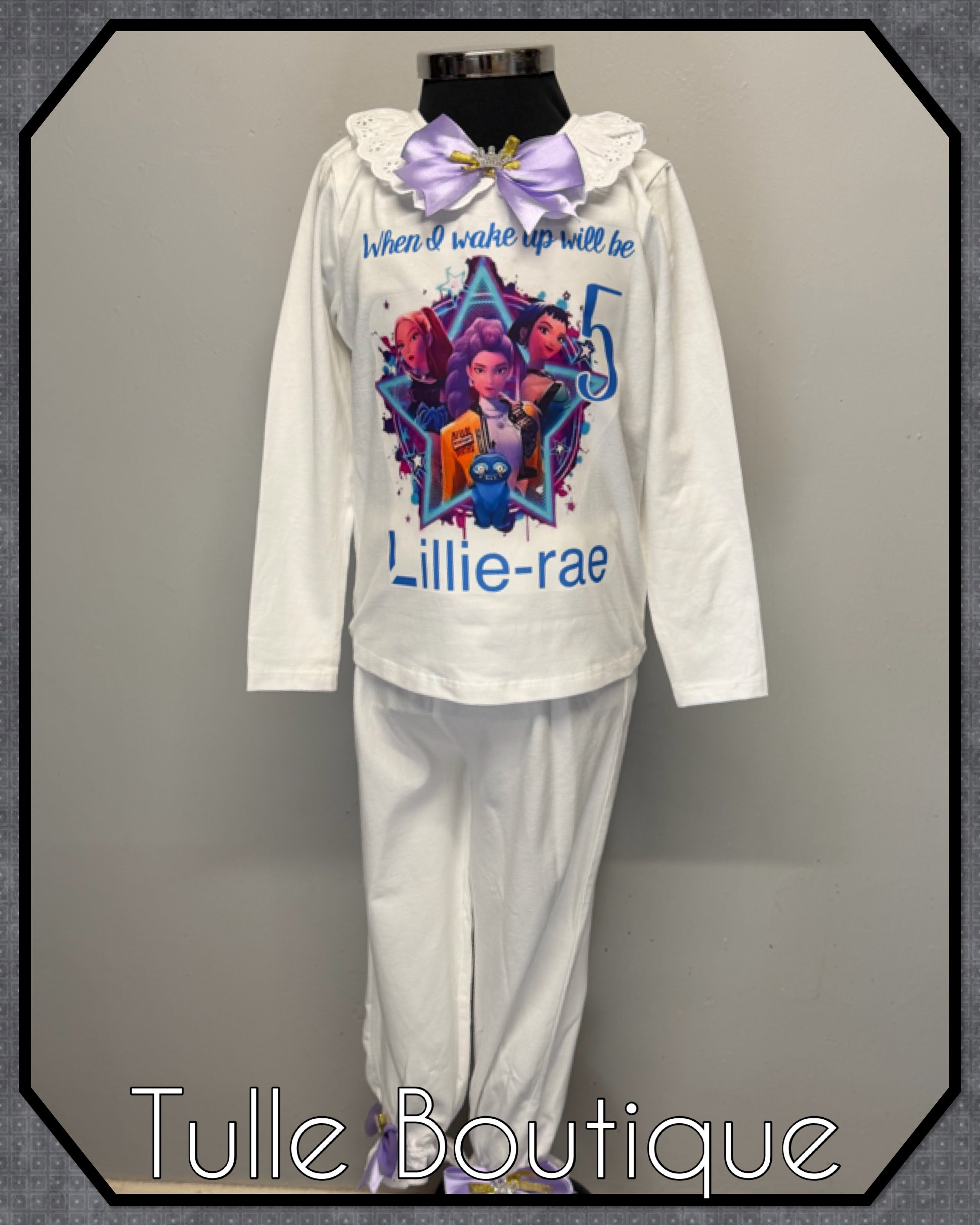 Girls toddlers Kpop demon hunters when I wake up birthday personalised pjs
