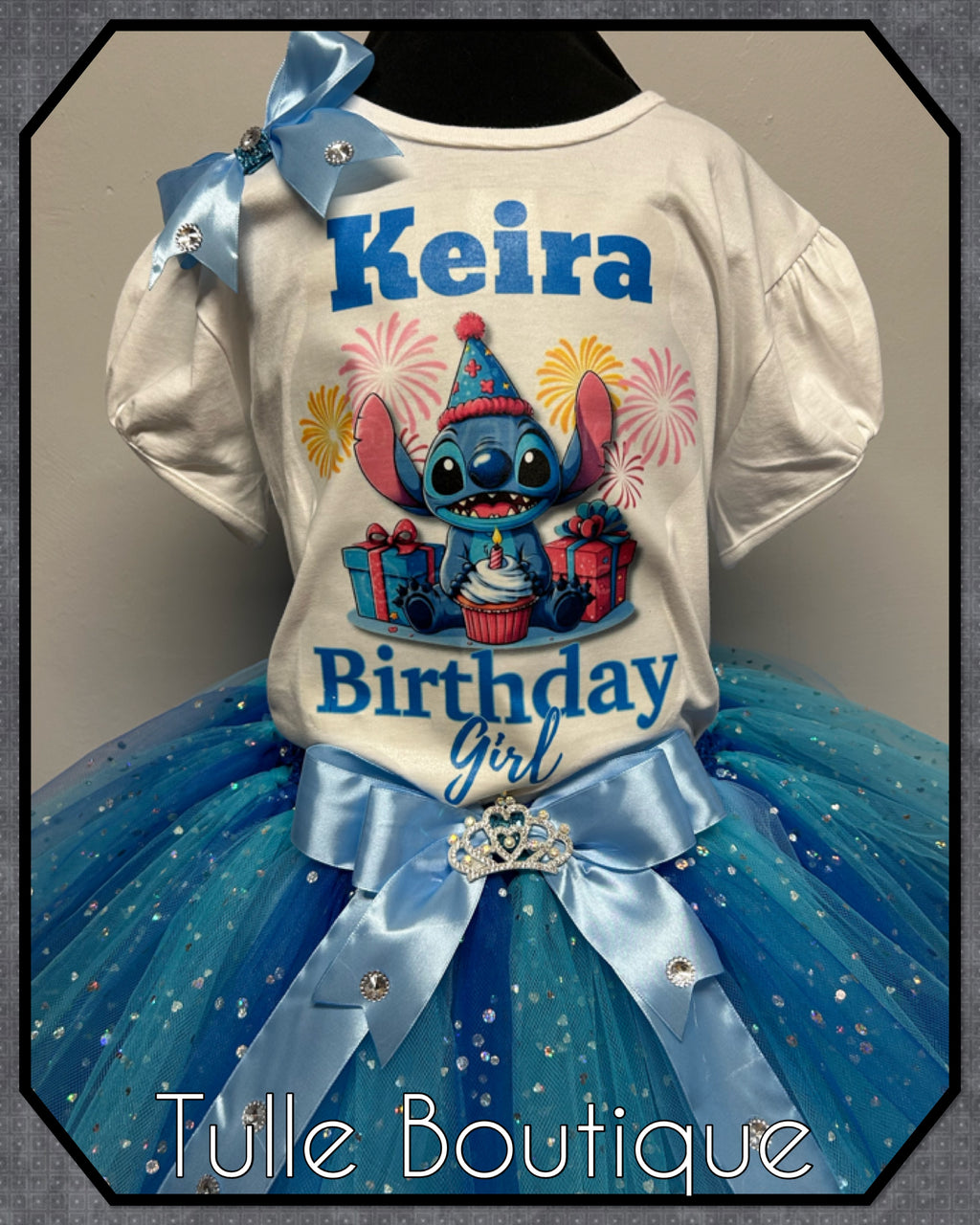 Girls toddlers Stitch birthday tutu outfit fancy dress costume