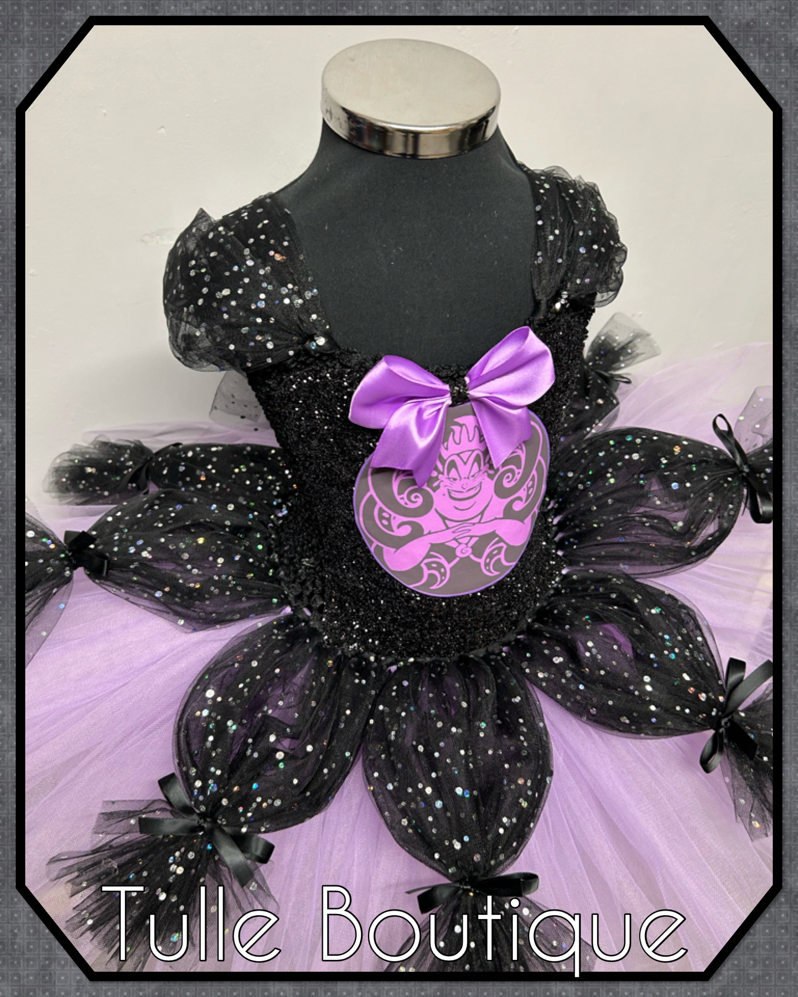 Girls toddlers Ursula tutu dress, sea witch ballgown, fancy dress costume