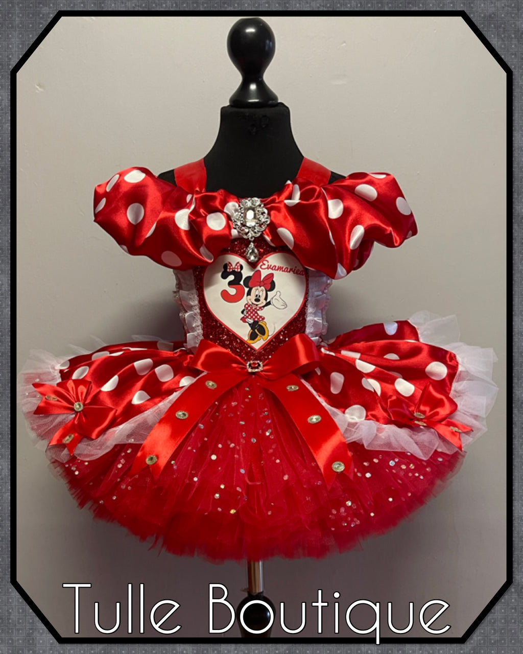 Girls toddlers Minnie Mouse Red tutu birthday party dress,ballgown, fancy dress costume