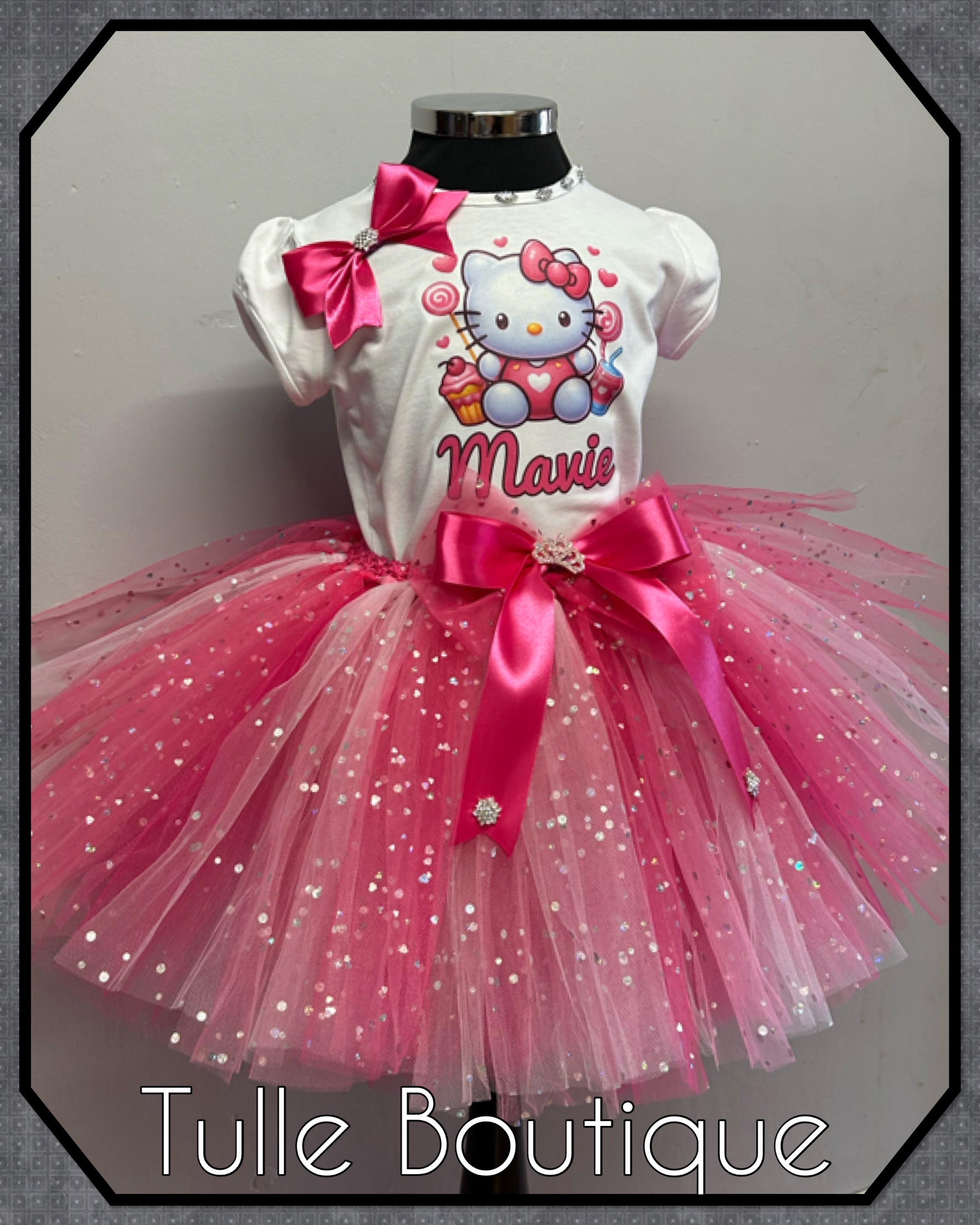 Girls toddlers Hello Kitty birthday tutu outfit fancy dress costume
