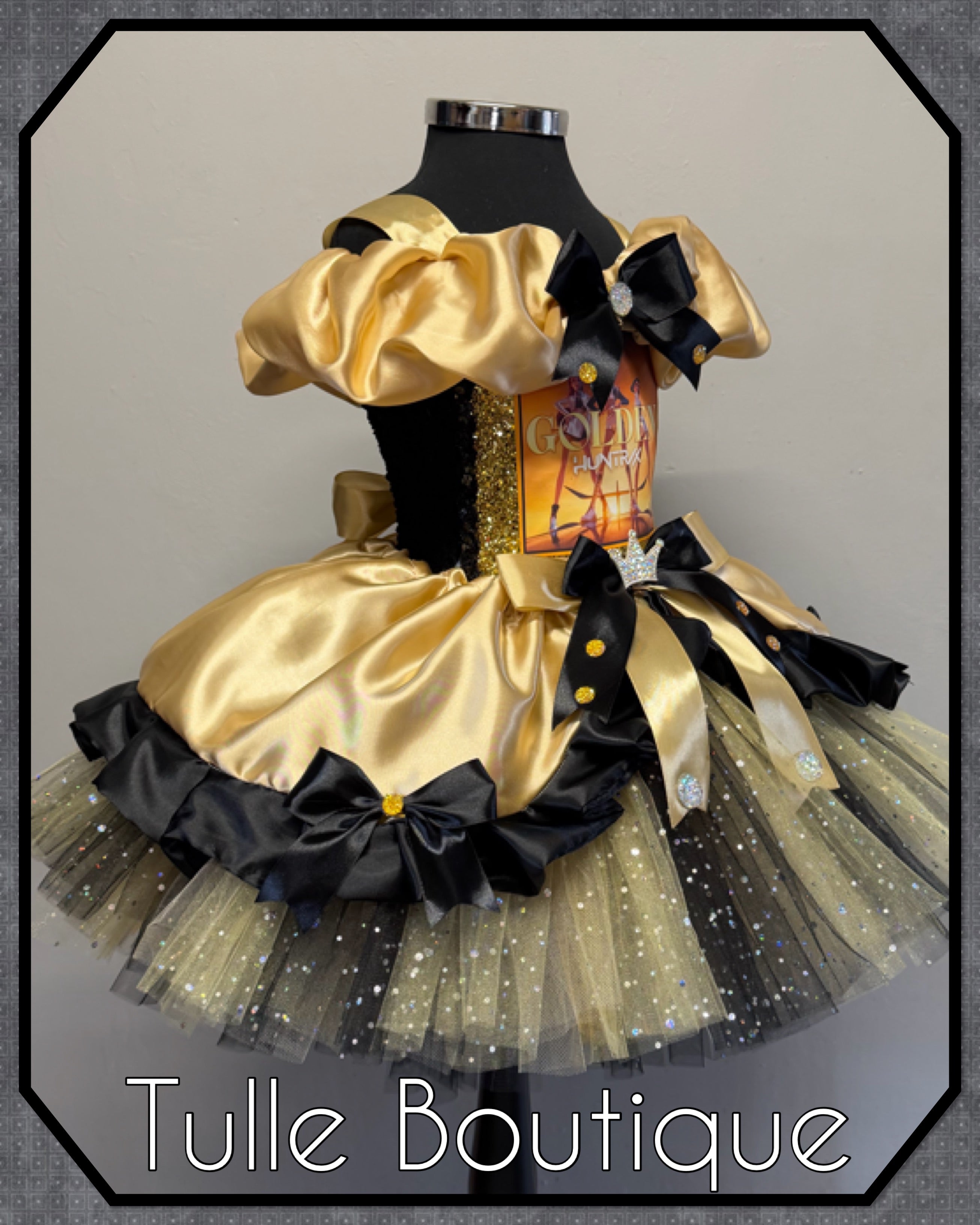 Girls toddlers Kpop Demon Hunters Golden Rumi Mira Zoe tutu dress, birthday ballgown, fancy dress costume