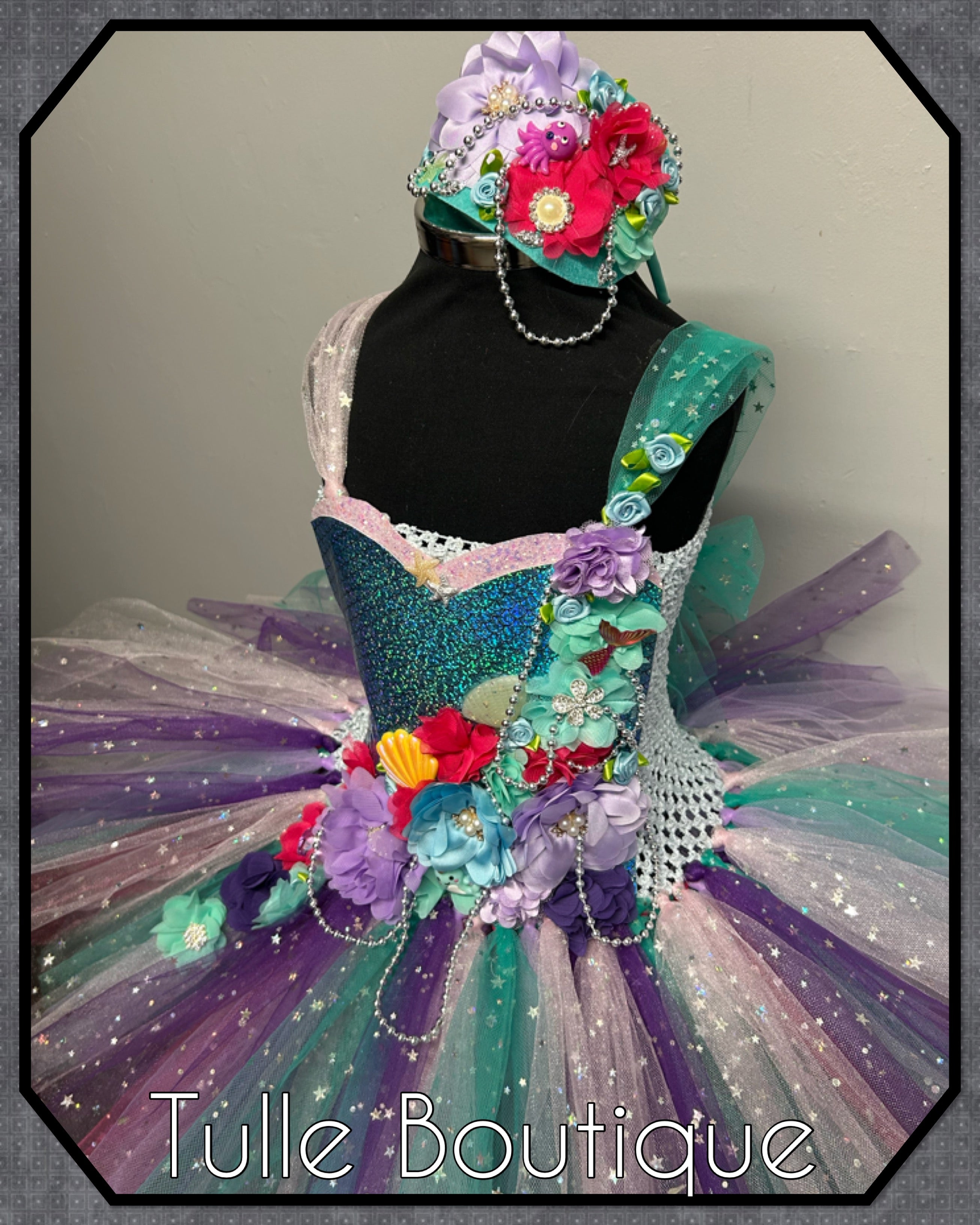 Girls toddlers Floral Mermaid tutu dress,ballgown, fancy dress costume