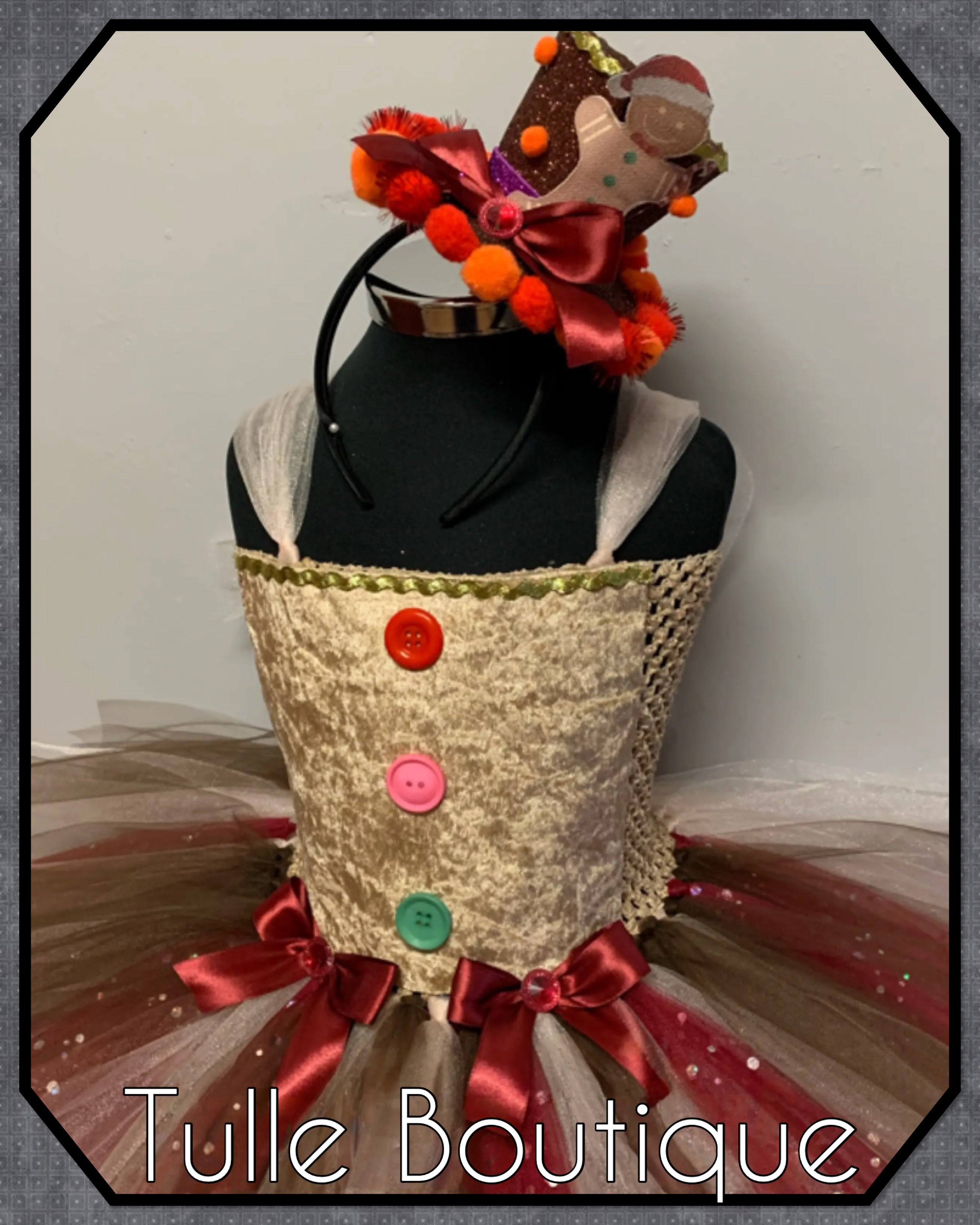 Girls toddlers Christmas Gingerbread tutu dress, ballgown, fancy dress costume