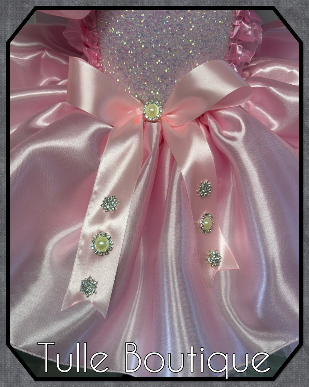 Girls toddlers Lena satin pink princess tutu dress, birthday ballgown, flower girls dress