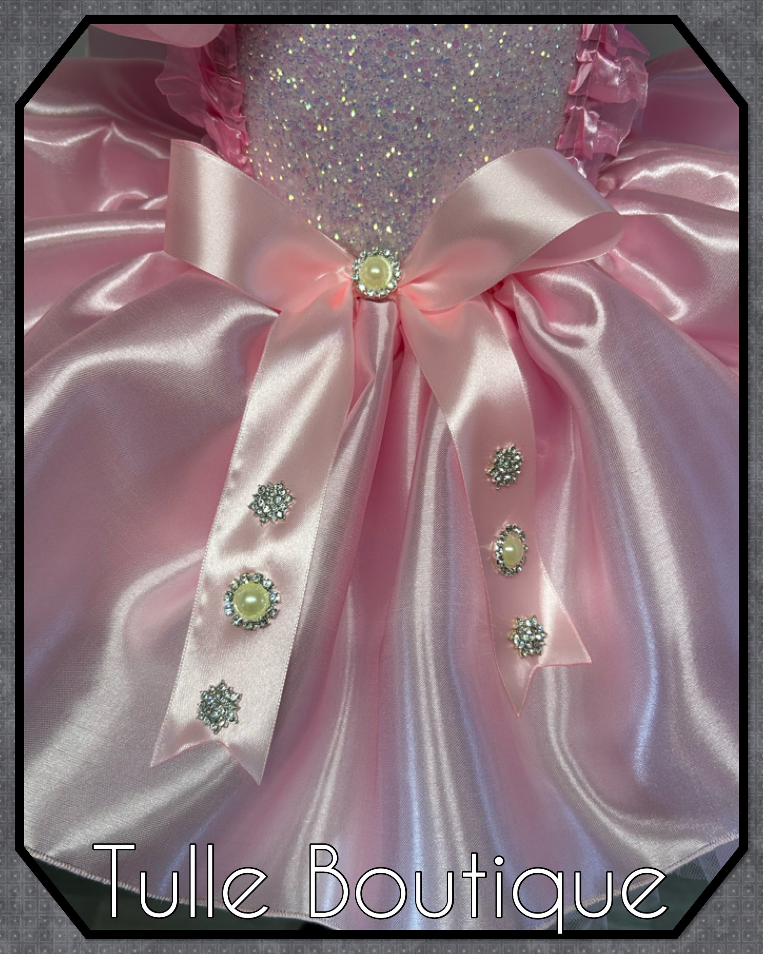 Girls toddlers Lena satin pink princess tutu dress, birthday ballgown, flower girls dress