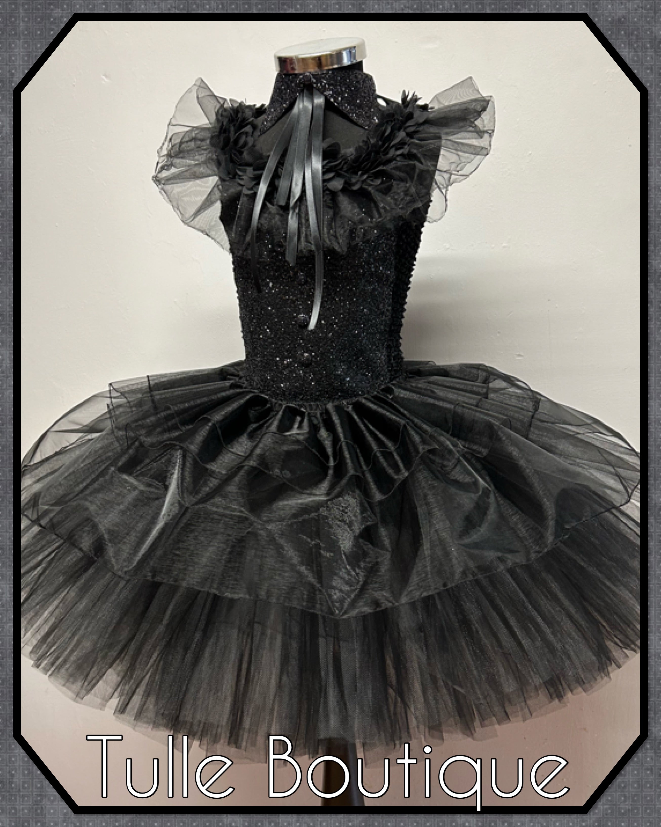 Girls toddlers Wednesday Addams Prom tutu dress, ballgown,Halloween fancy dress costume