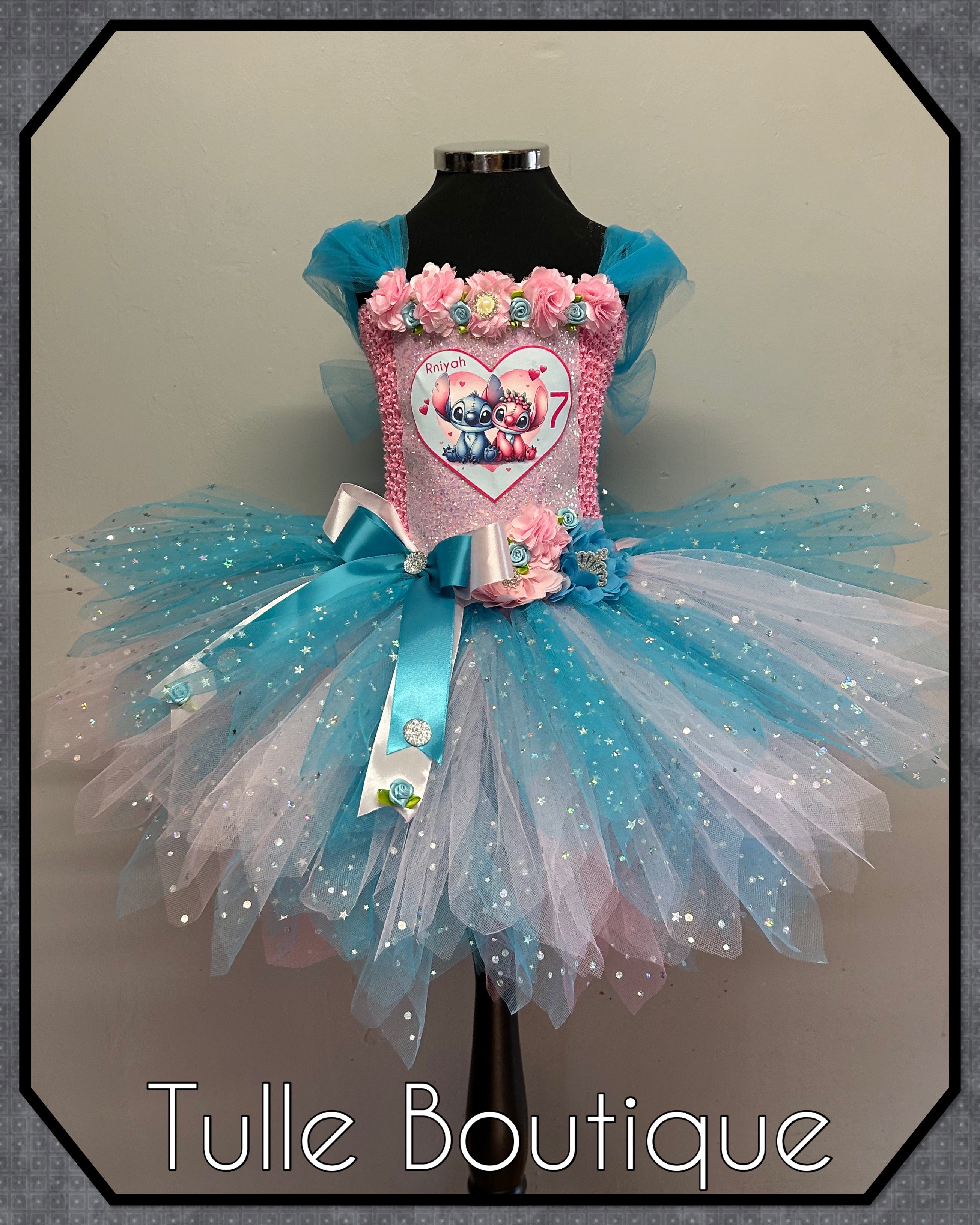 Girls toddlers Princess Stitch and Angel tutu dress, ballgown,fancy dress costume