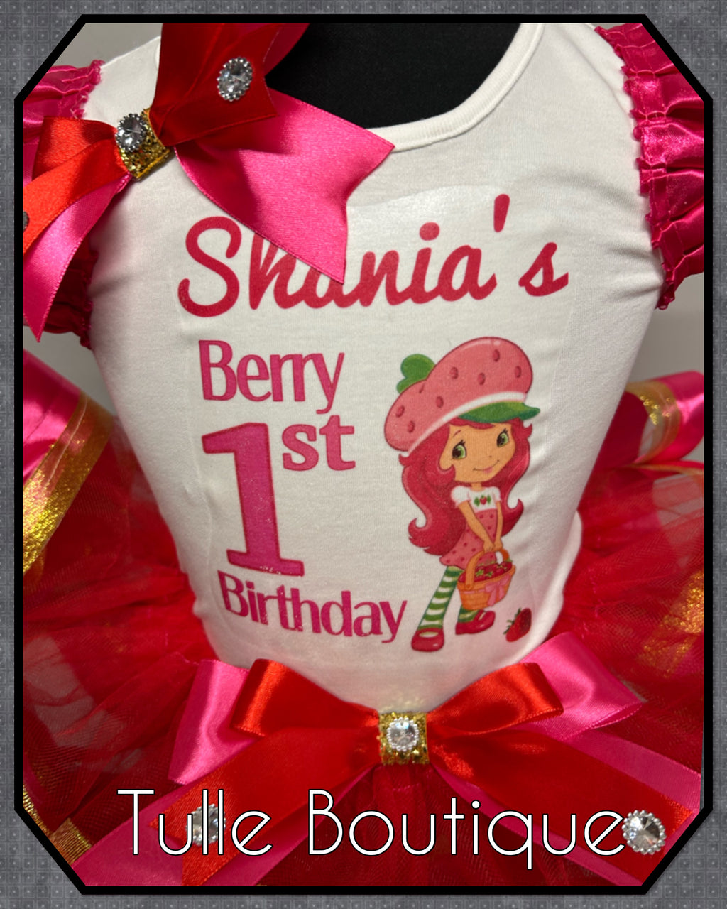Girls toddlers Strawberry Shortcake 1st birthday tutu outfit fancy dress costume