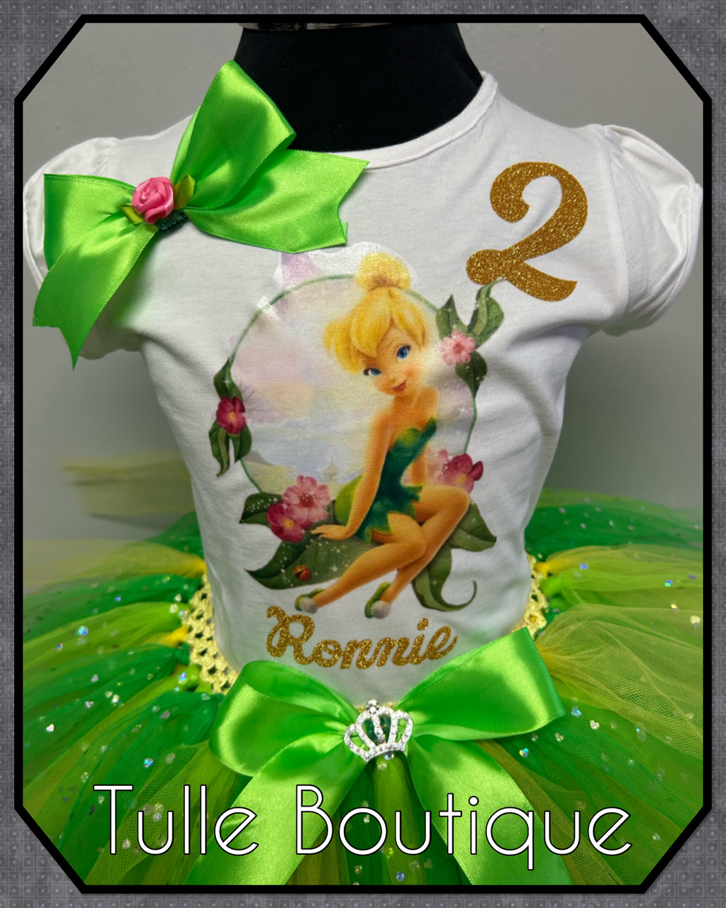 Girls toddlers Tinkerbell birthday tutu outfit fancy dress costume