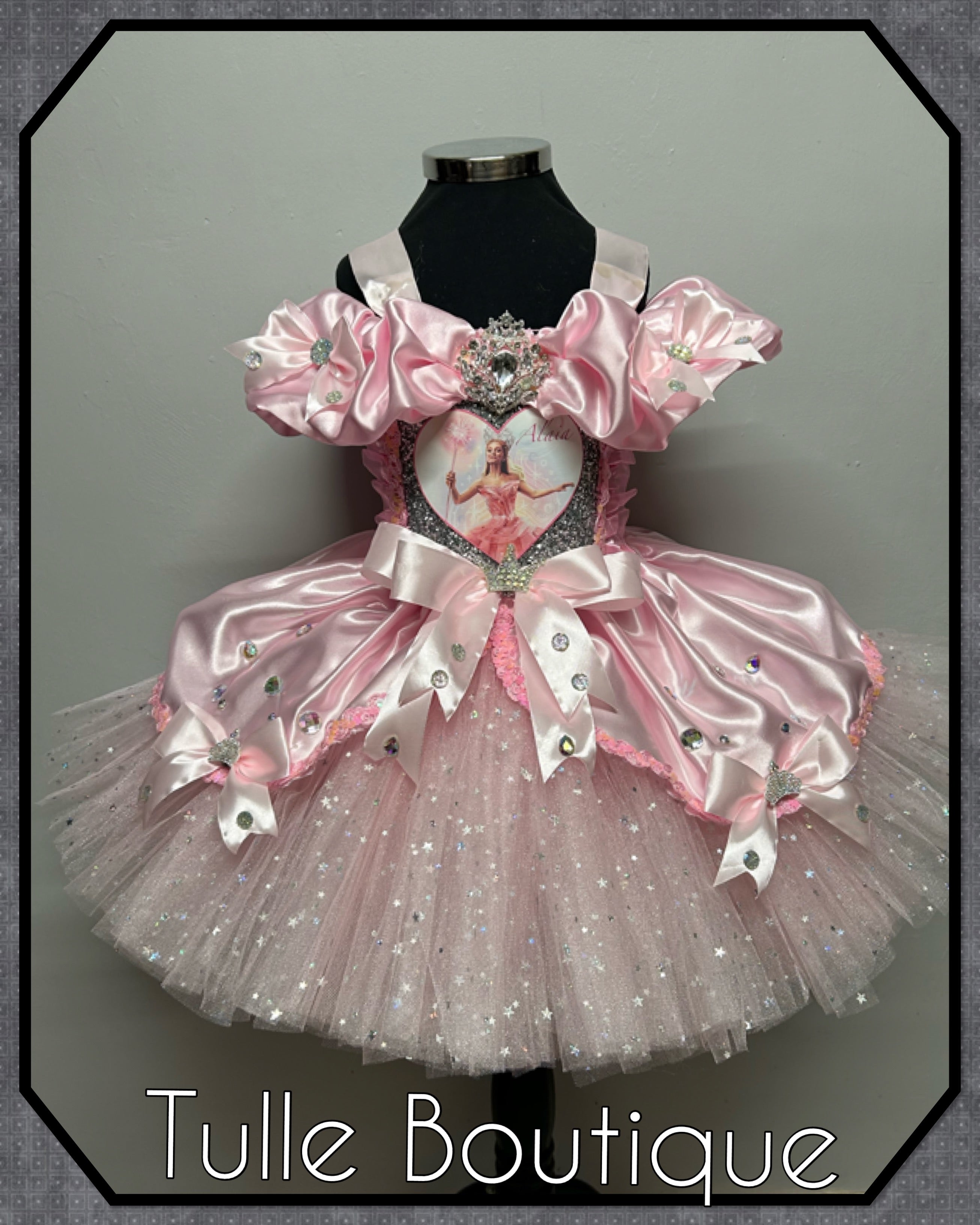 Girls toddlers Wicked Glinda pink tutu dress, birthday ballgown, fancy dress costume