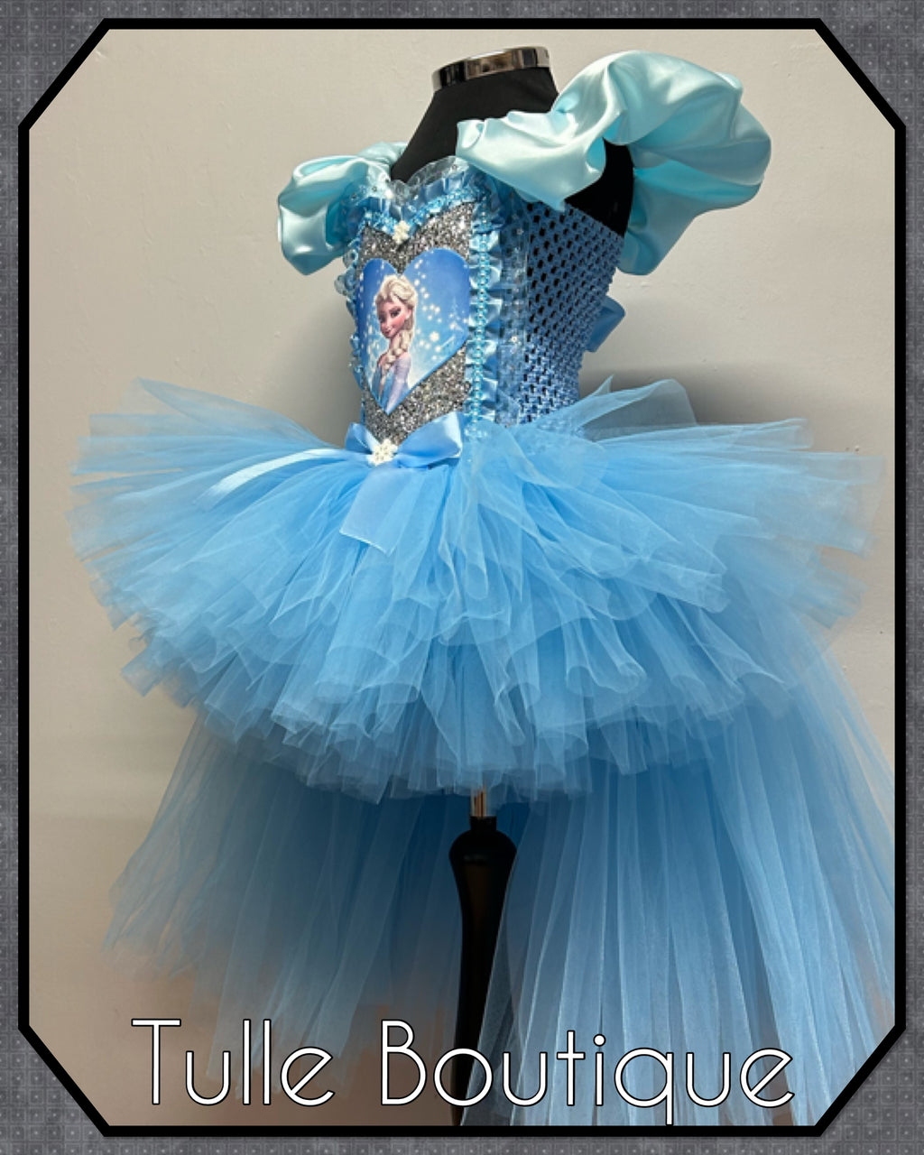 Girls toddlers Princess Elsa frozen tutu birthday party dress,ballgown, fancy dress costume dipped hem