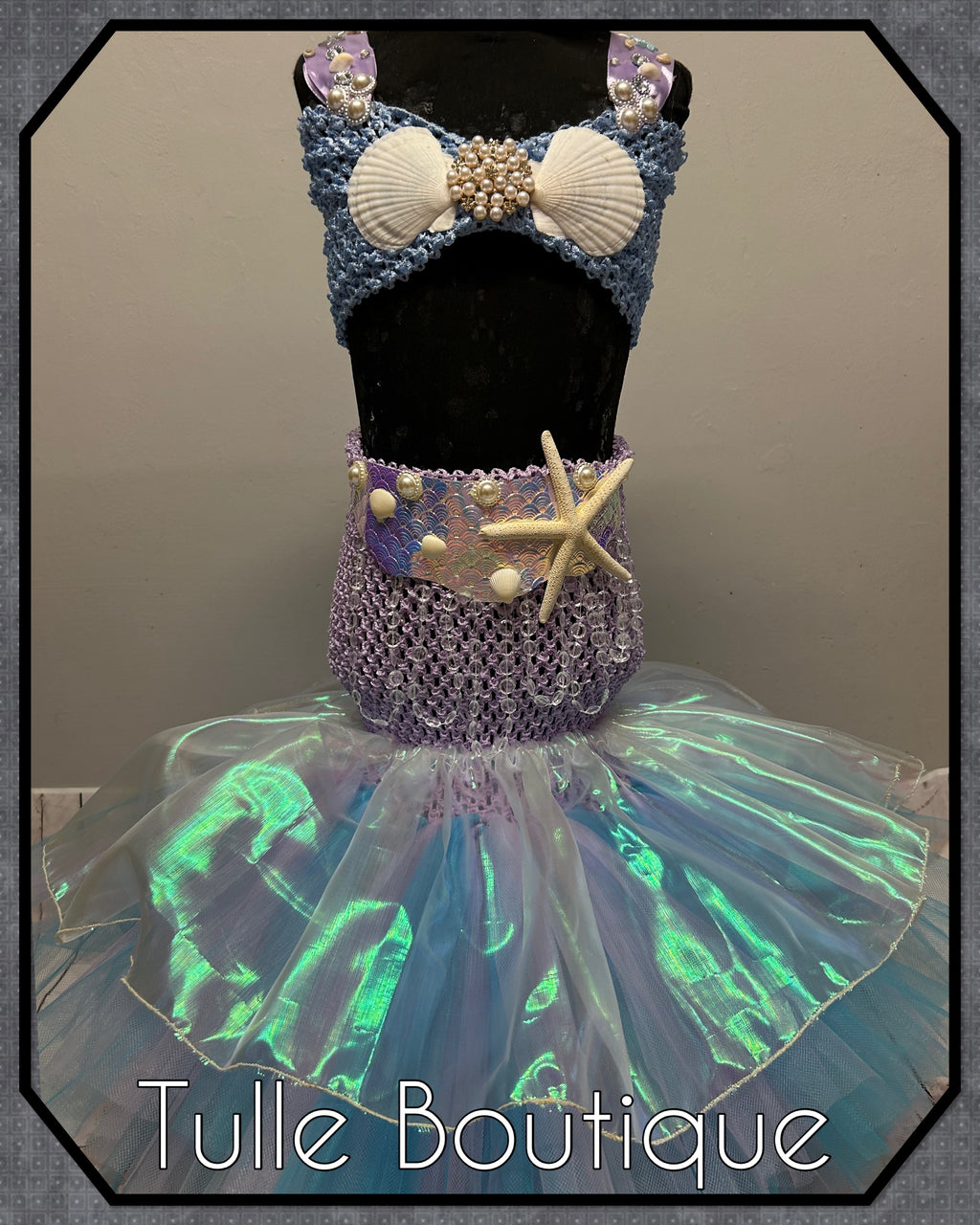 Girls toddlers Mermaid shell fishtail tutu dress, ballgown, fancy dress costume