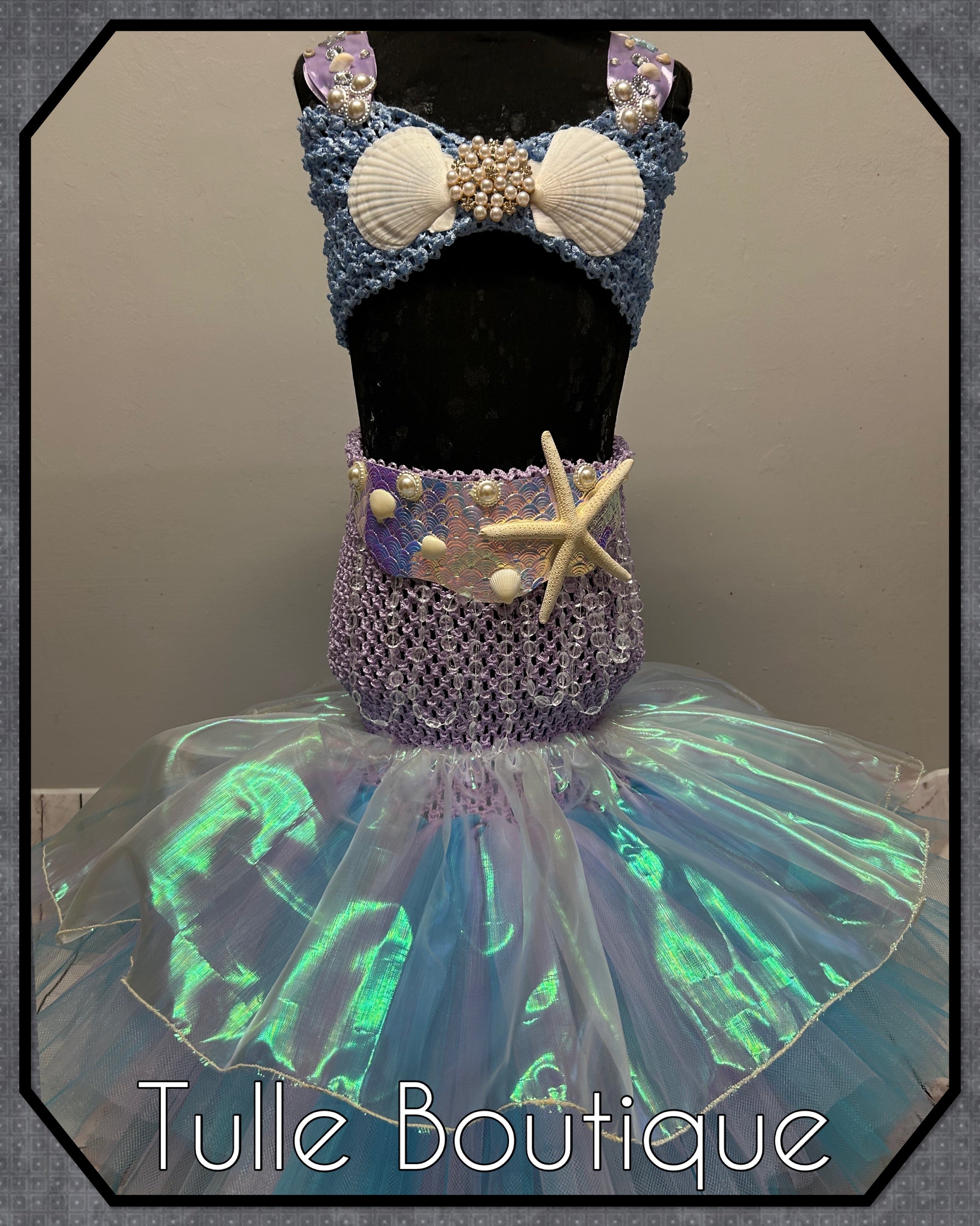 Girls toddlers Mermaid shell fishtail tutu dress, ballgown, fancy dress costume