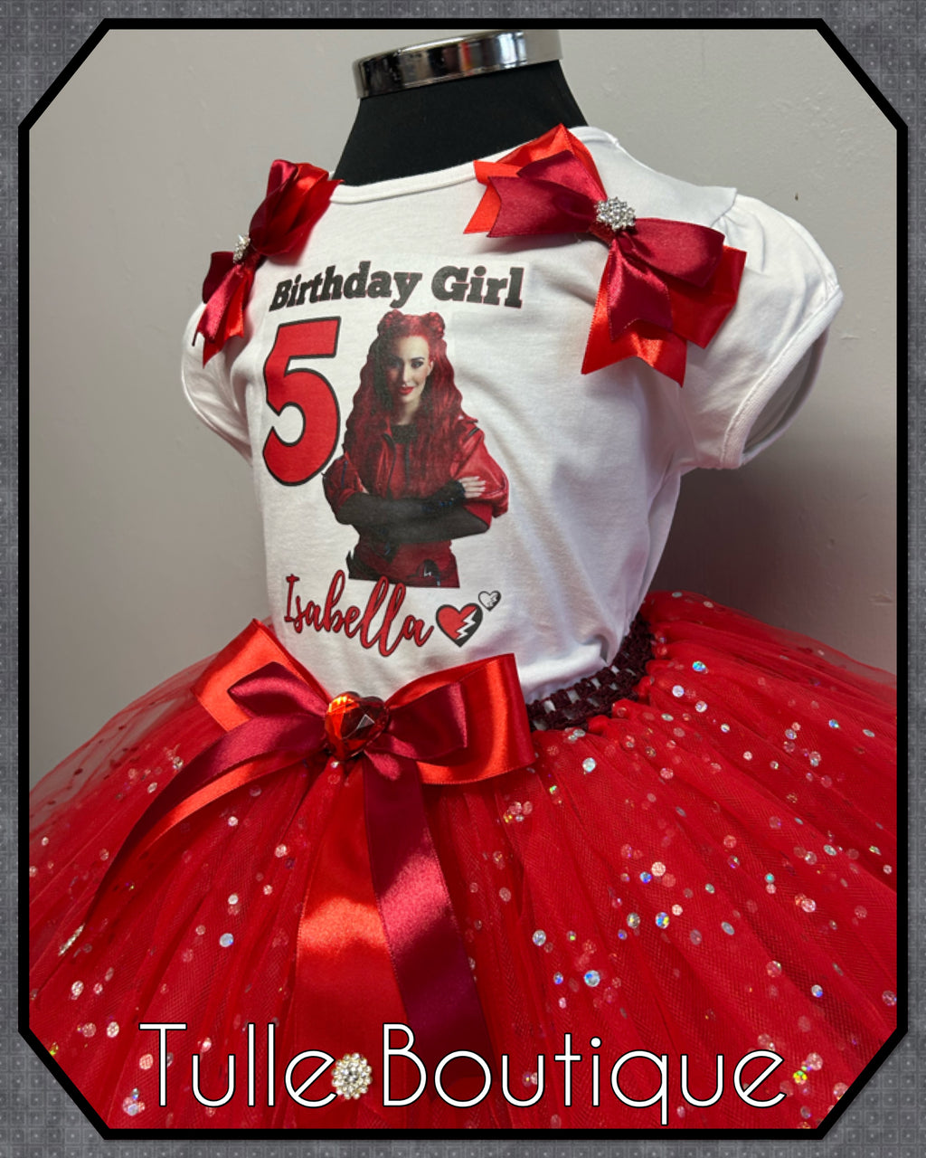 Girls toddlers Descendants Red birthday tutu outfit fancy dress costume