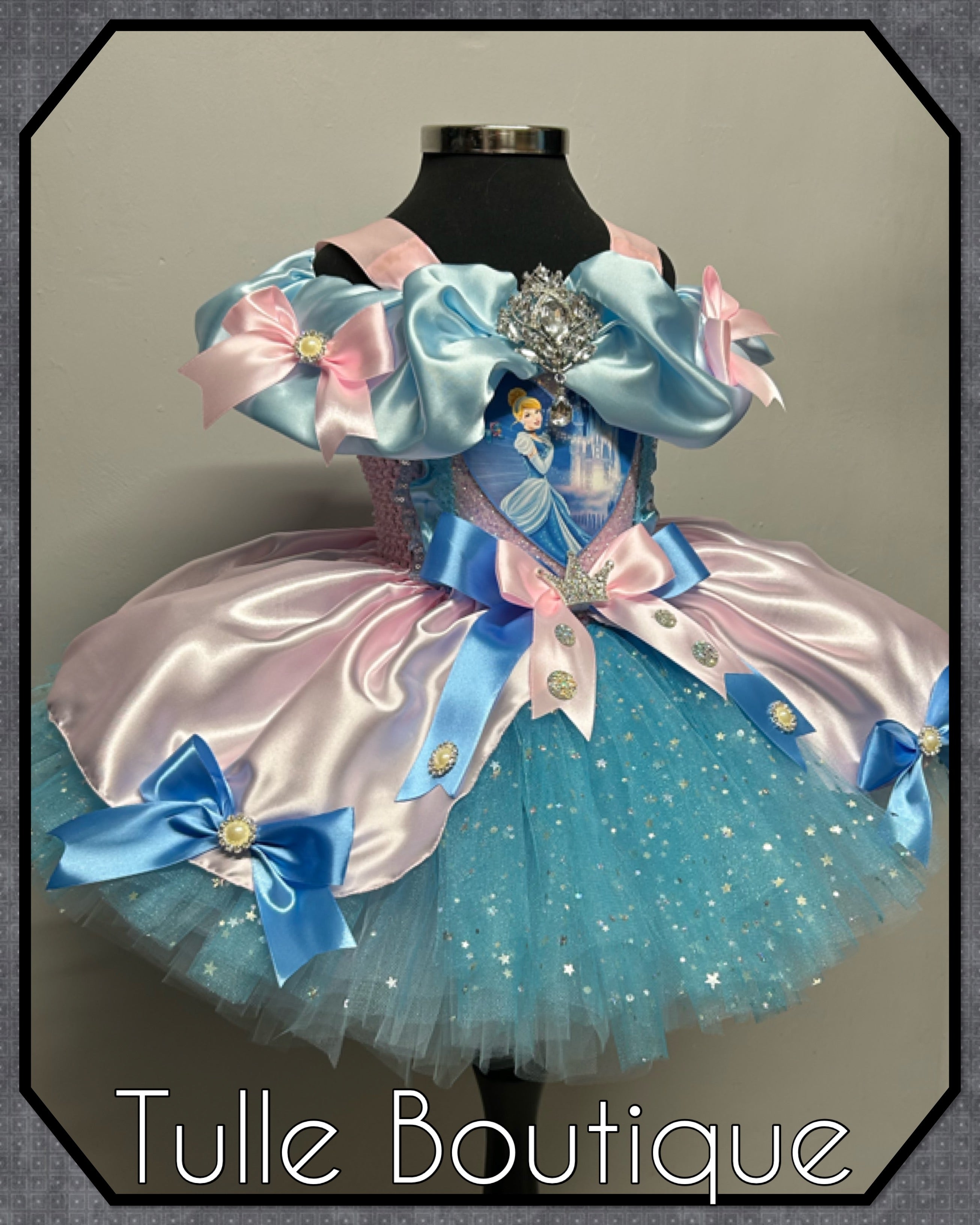 Girls toddlers Cinderella pink and blue Princess tutu dress, birthday ballgown, fancy dress costume