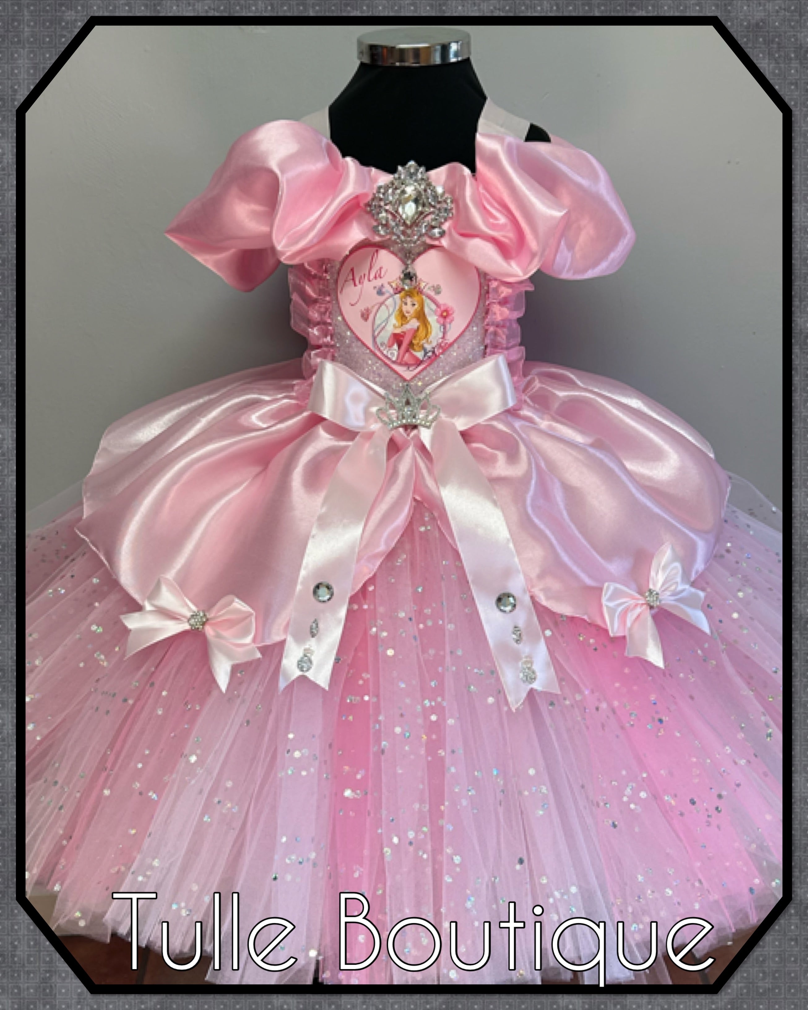 Girls toddlers Princess Aurora sleeping beauty tutu dress, ballgown, fancy dress costume full length