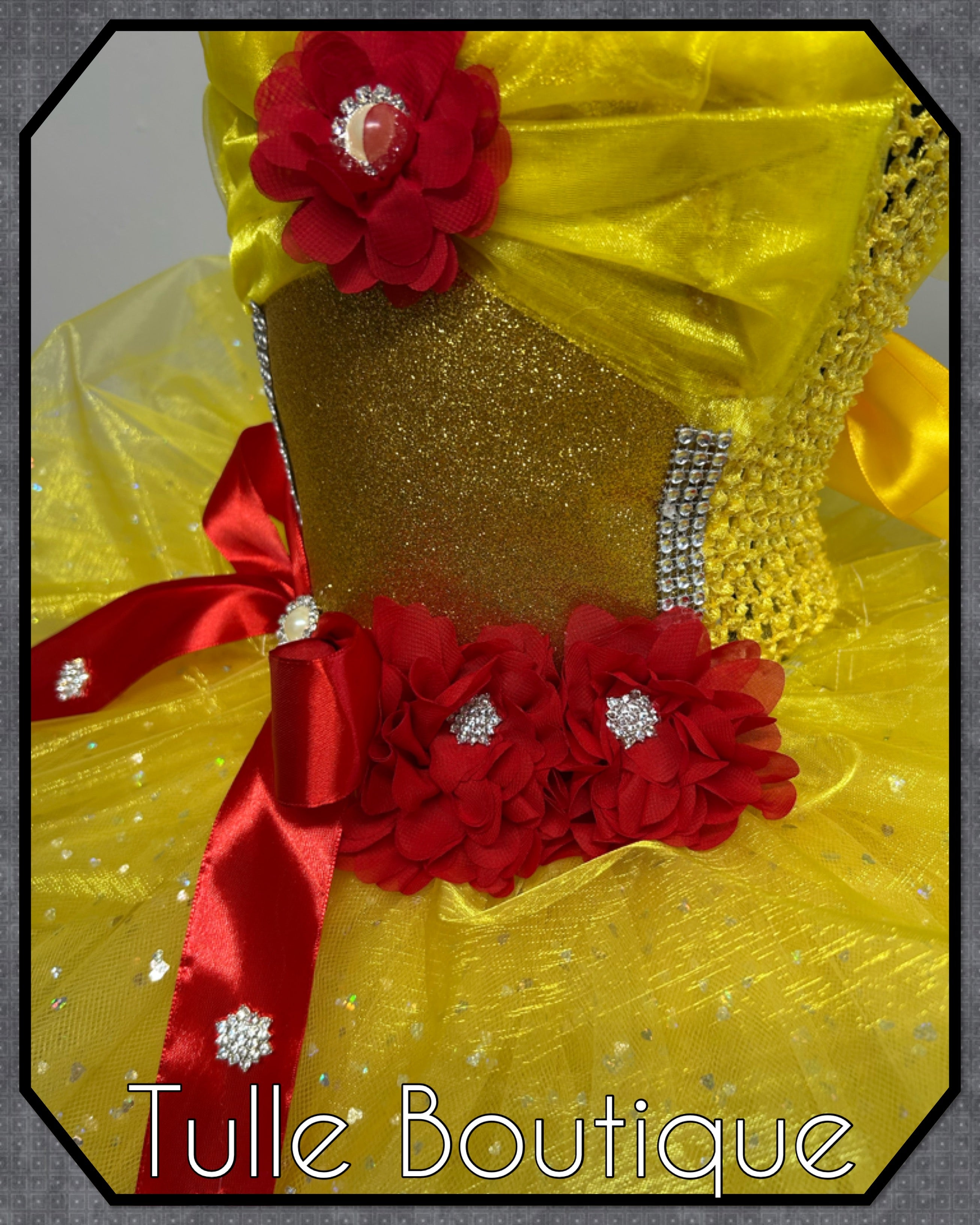 Girls toddlers Princess Belle tutu dress, beauty and the beast ballgown, fancy dress costume