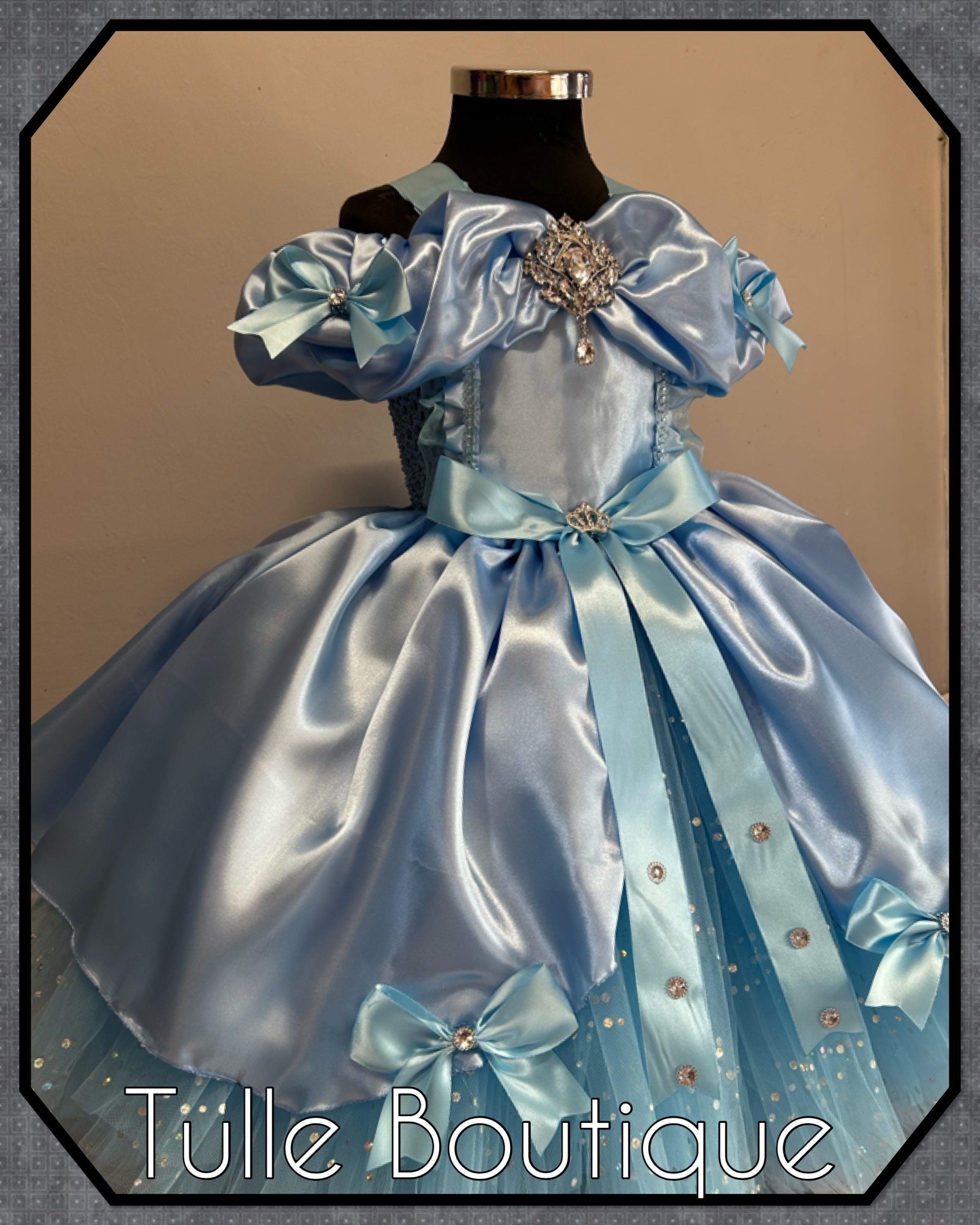 Girls toddlers Princess Cinderella baby blue tutu dress, ballgown, fancy dress costume full length