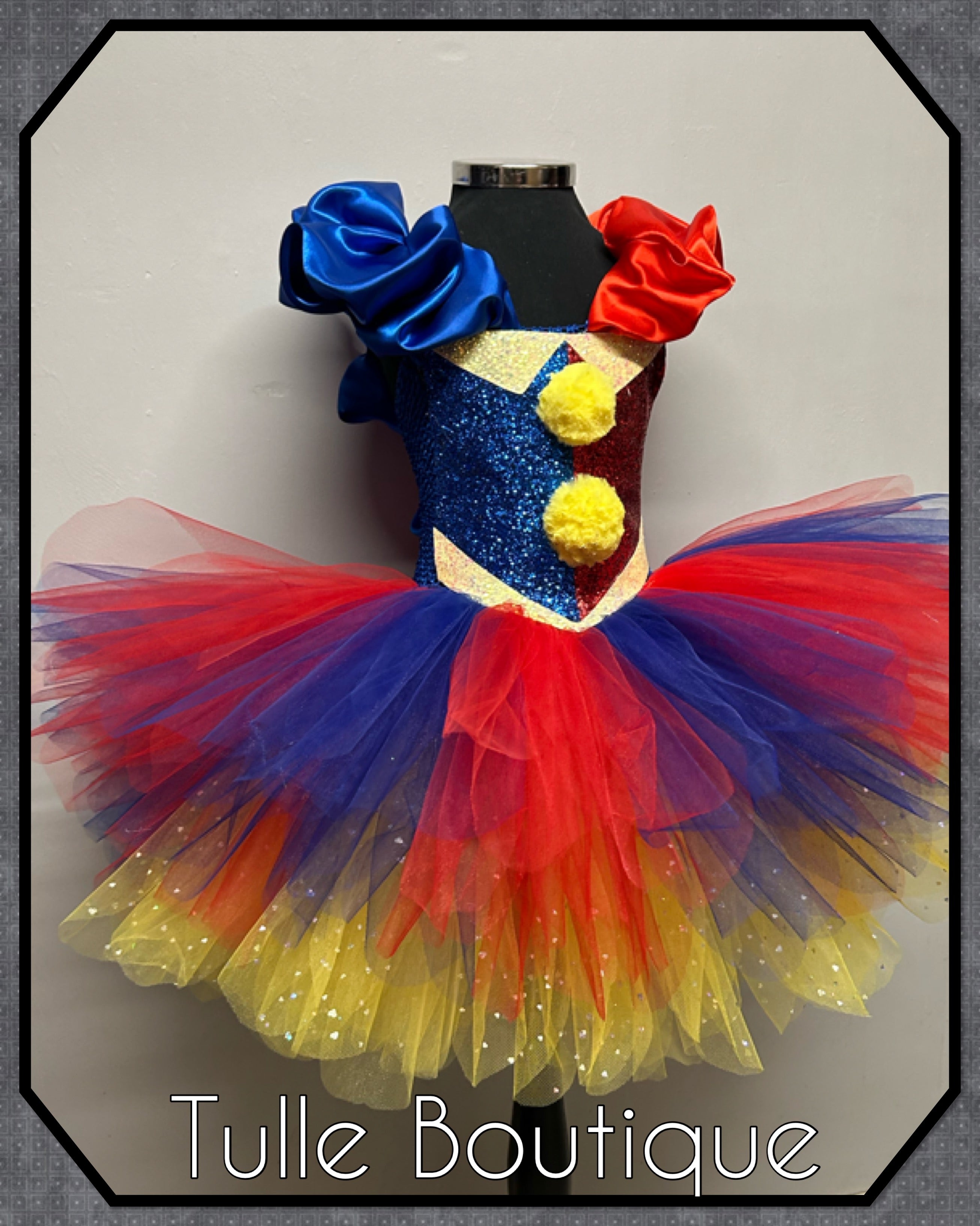 Girls toddlers The Amazing Digital Circus Jester clown tutu dress, ballgown, Pomni fancy dress costume
