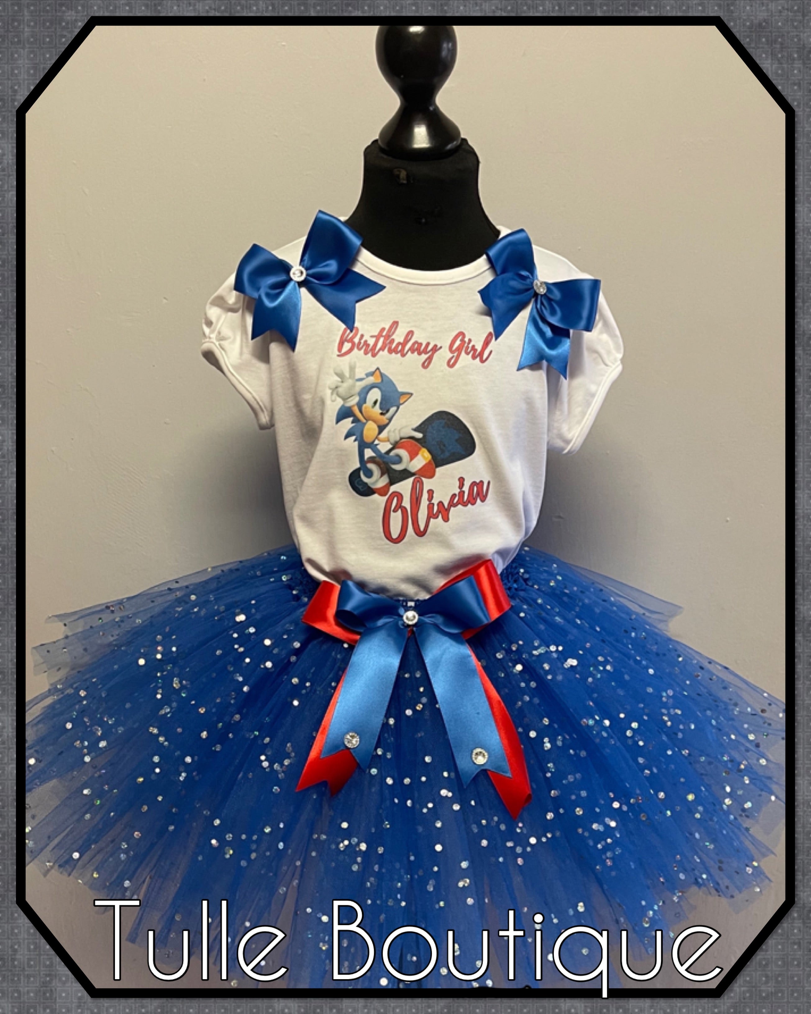 Girls toddlers Sonic the Hedgehog birthday tutu outfit fancy dress costume