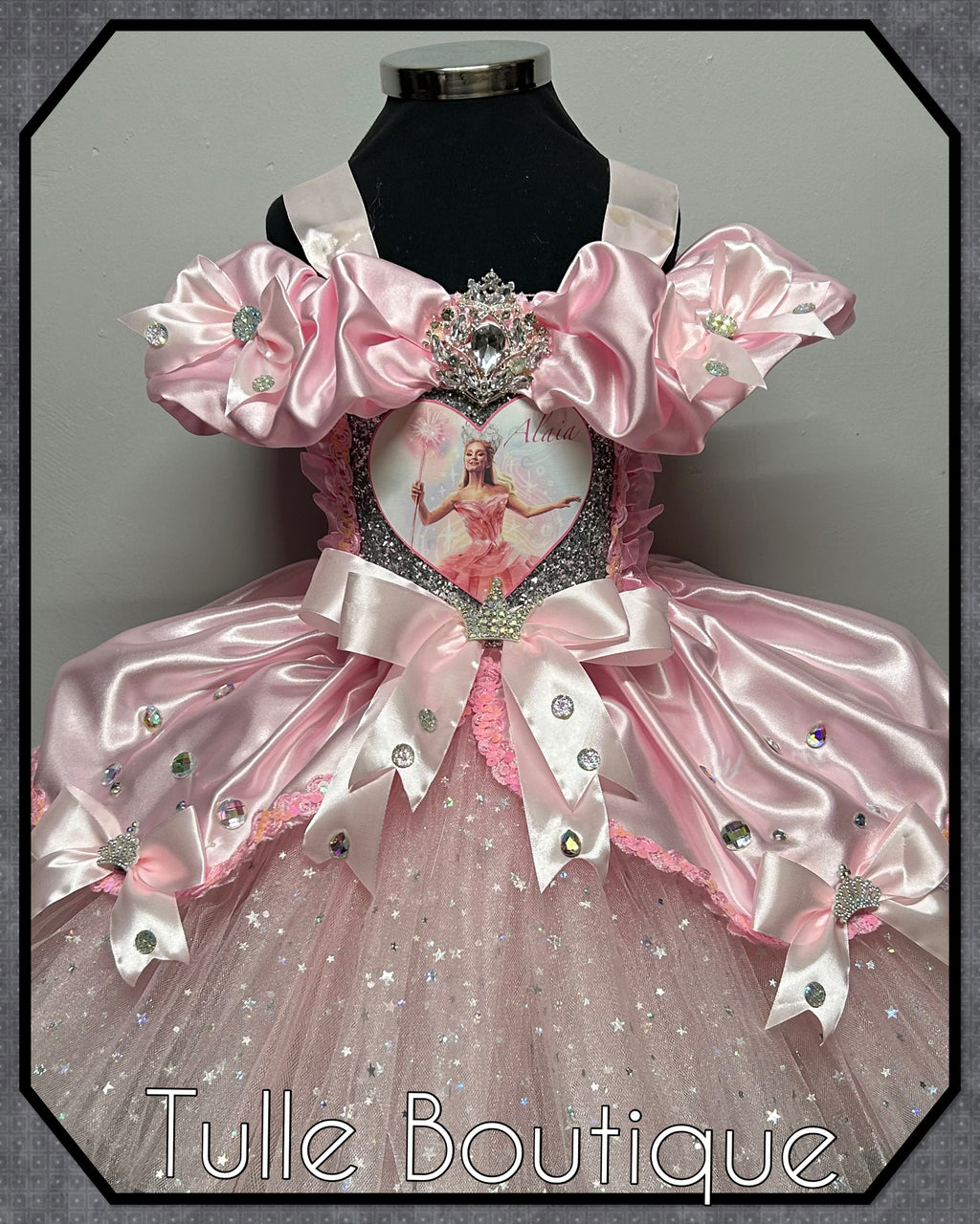 Girls toddlers Wicked Glinda pink tutu dress, birthday ballgown, fancy dress costume