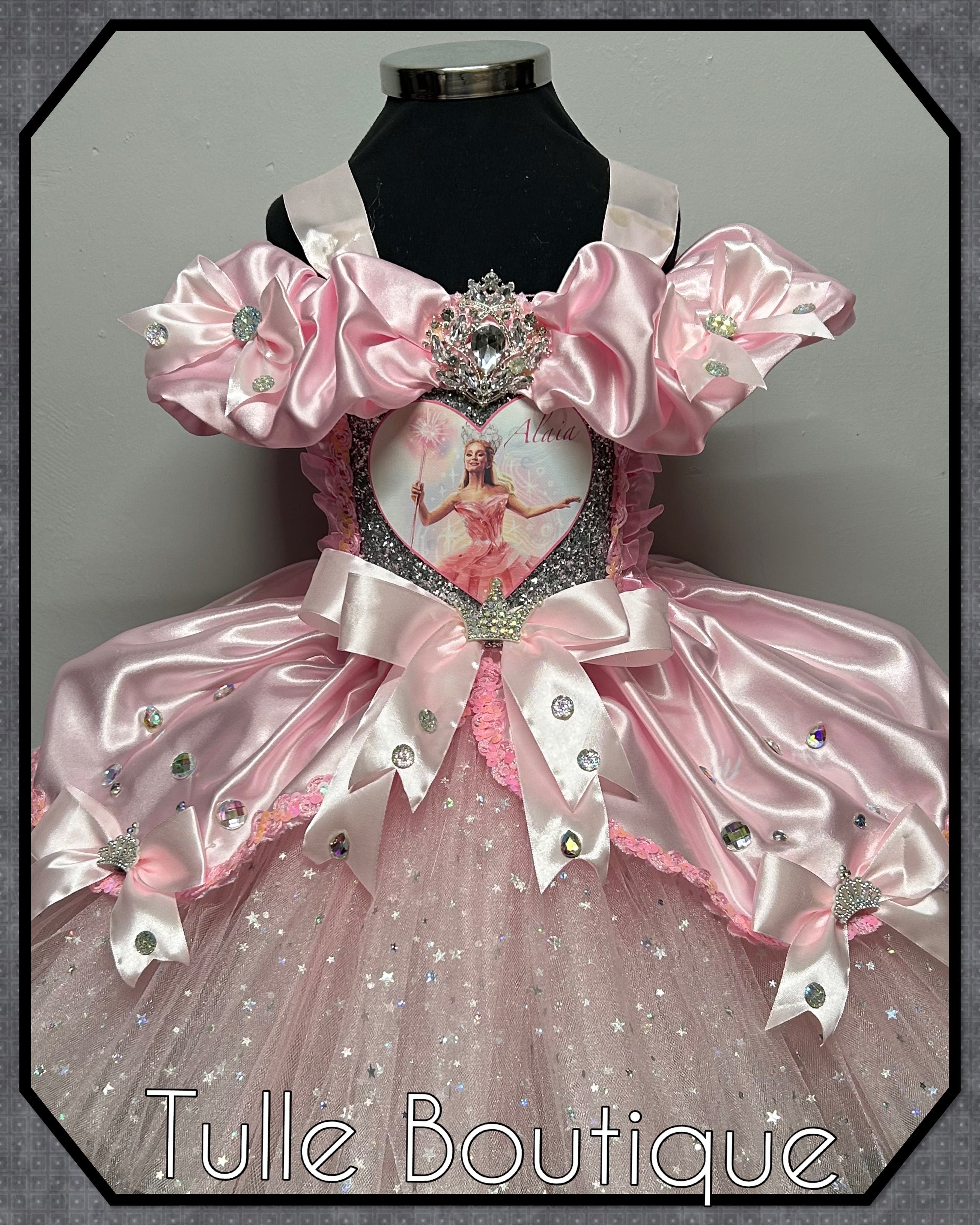 Girls toddlers Wicked Glinda pink tutu dress, birthday ballgown, fancy dress costume