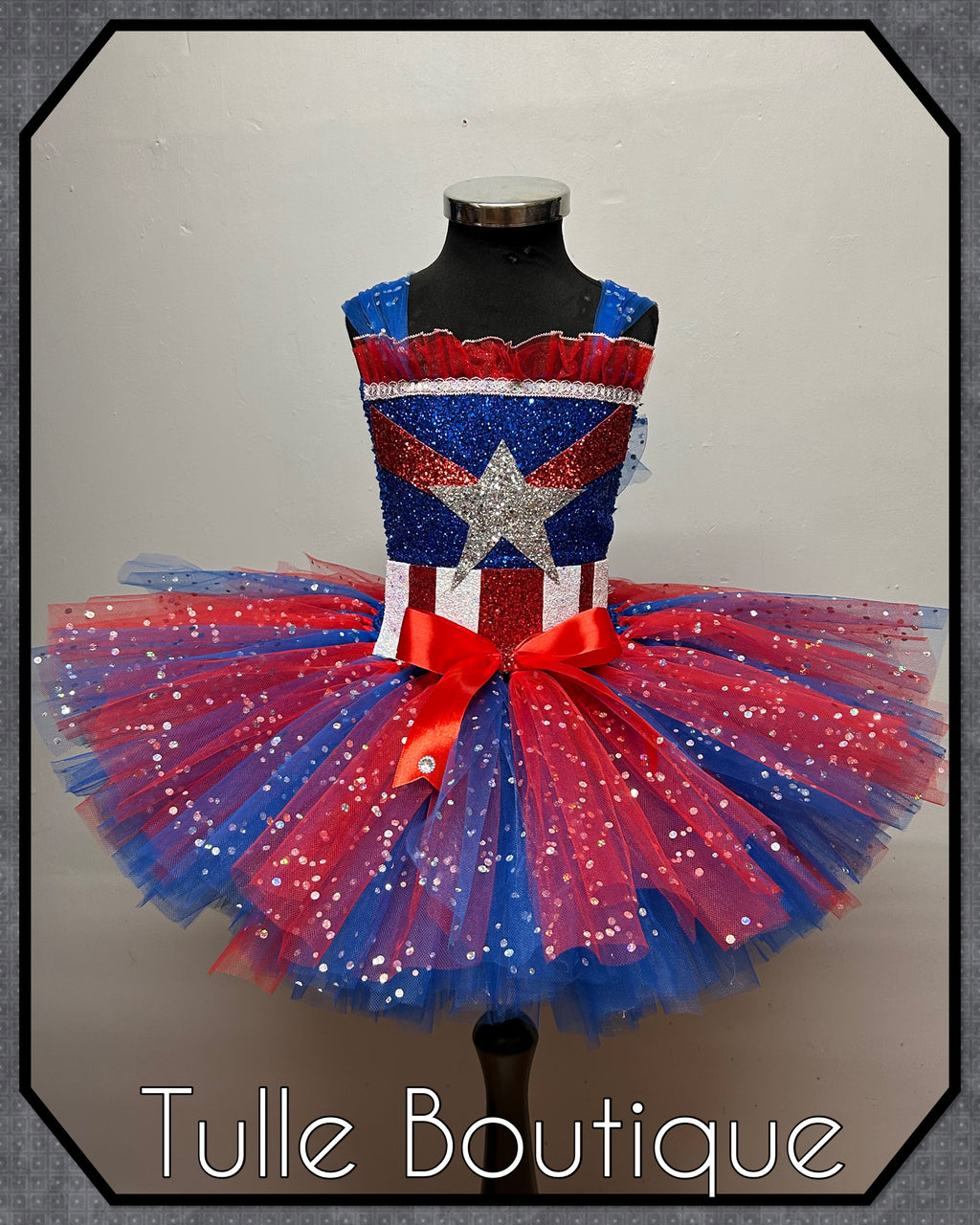 Girls toddlers Superhero Captain America tutu dress, ballgown, fancy dress costume