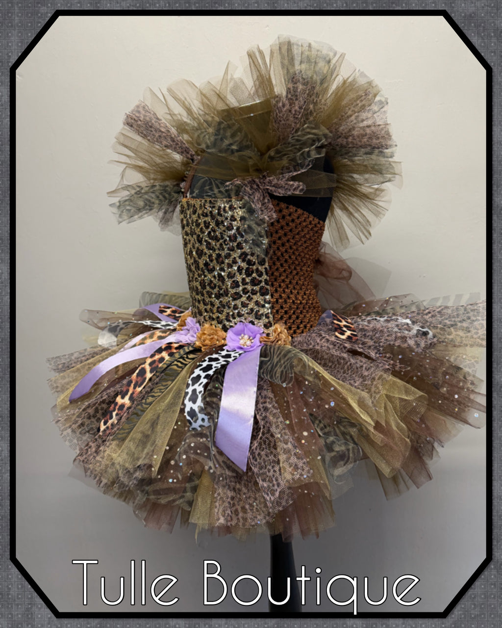 Girls toddlers Jungle animal print themed tutu dress, safari ballgown, fancy dress costume