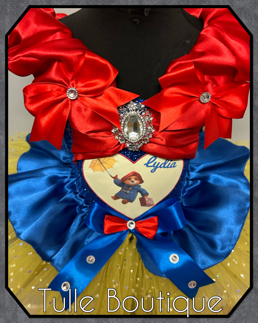 Girls toddlers Paddington bear tutu dress, princess ballgown, fancy dress costume