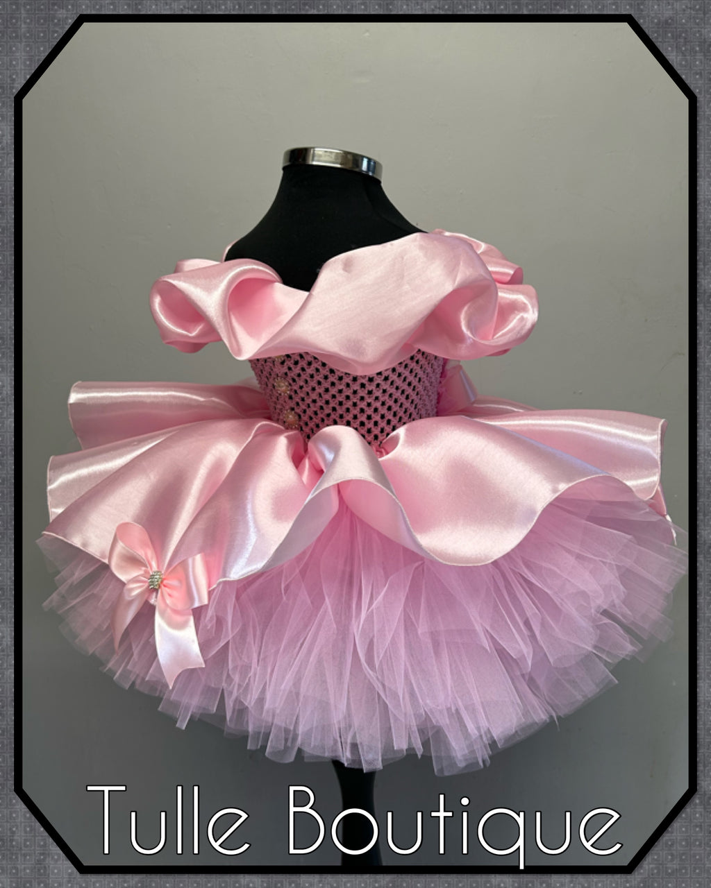 Girls toddlers Lena satin pink princess tutu dress, birthday ballgown, flower girls dress