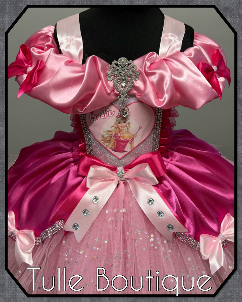 Girls toddlers Barbie Mix Pink Princess tutu dress, birthday ballgown, fancy dress costume