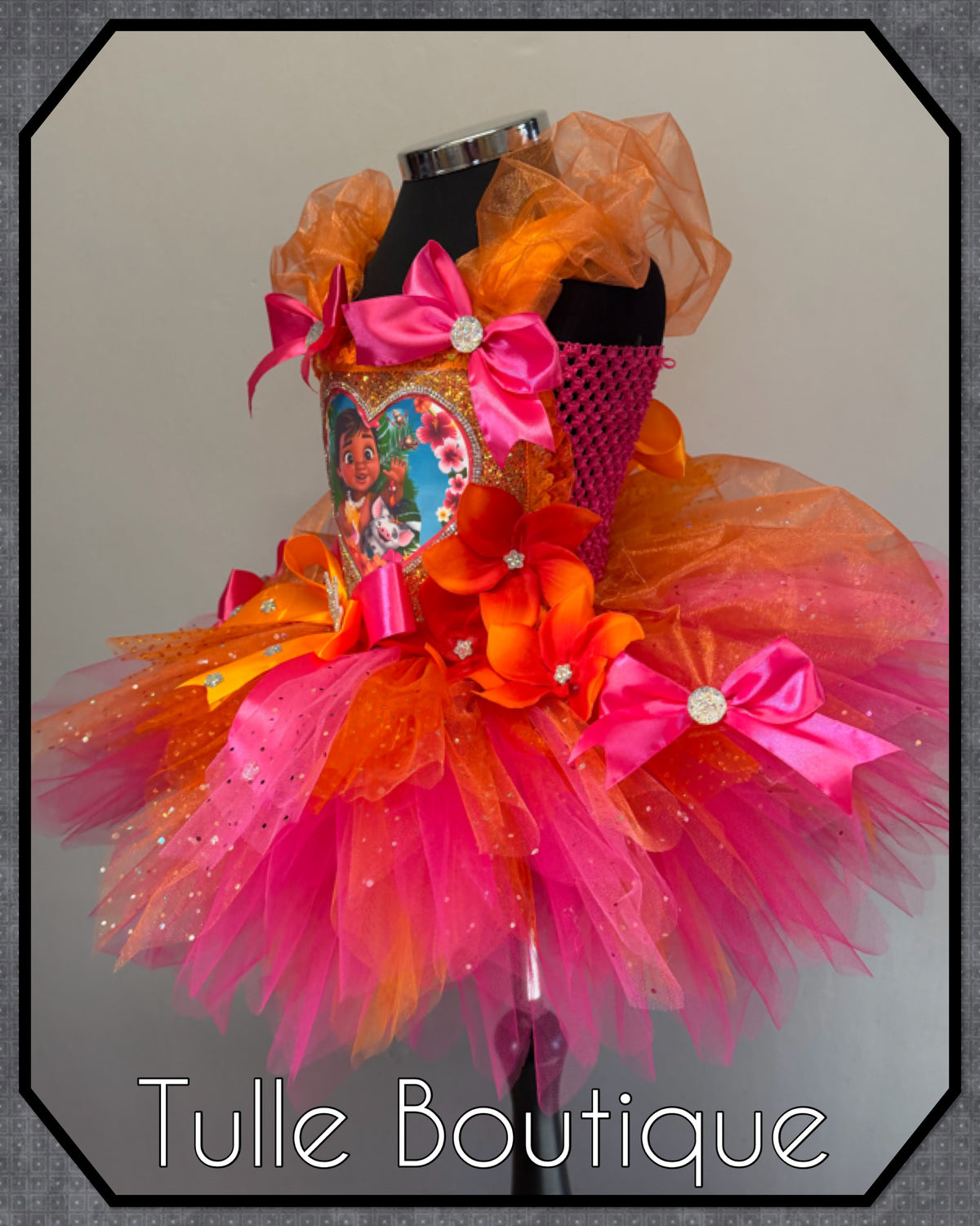 Girls toddlers young baby Moana tutu birthday party dress,ballgown, tropical fancy dress costume