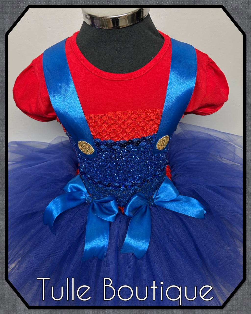 Girls toddlers Super Mario tutu dress, book day fancy dress costume
