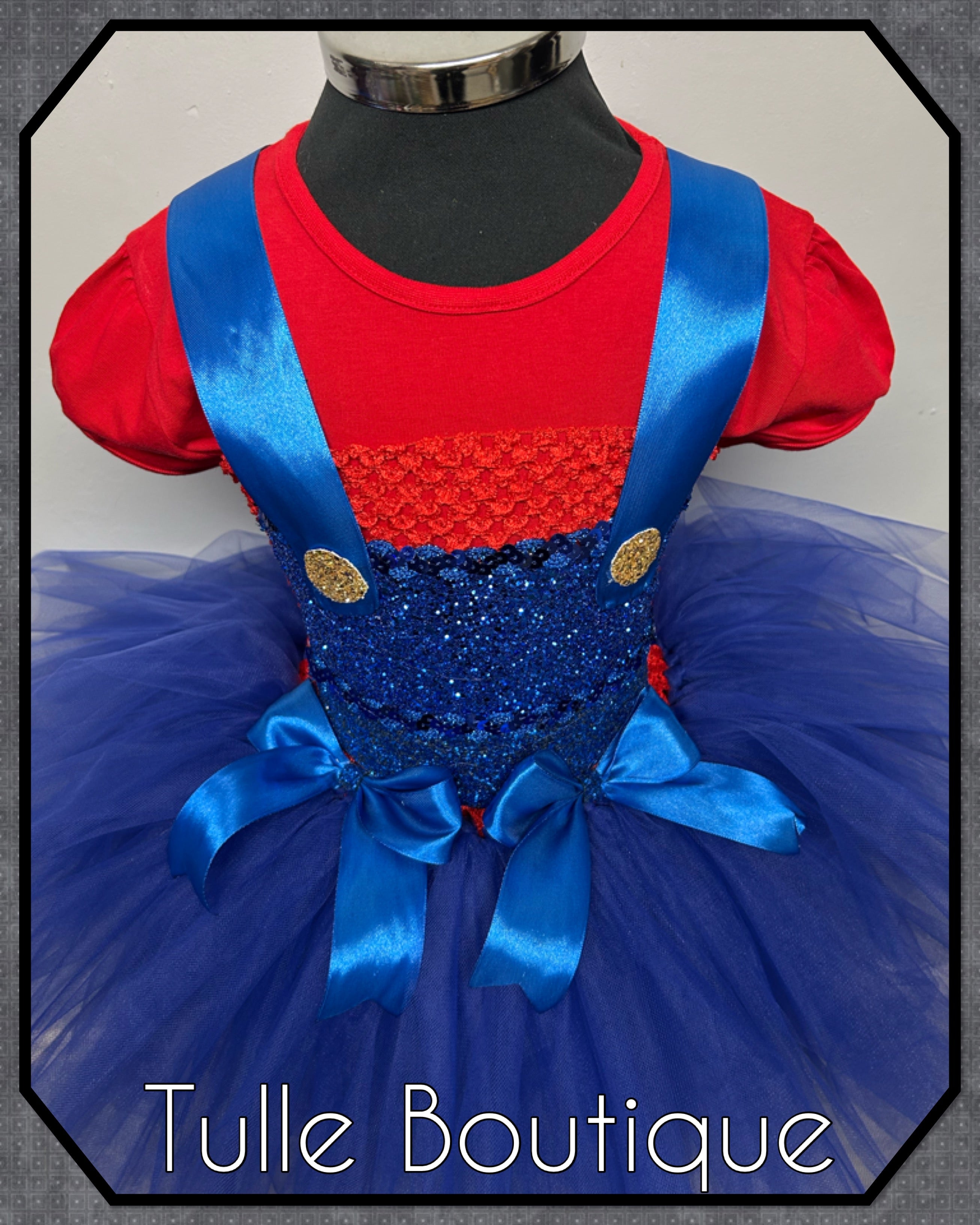 Girls toddlers Super Mario tutu dress, book day fancy dress costume