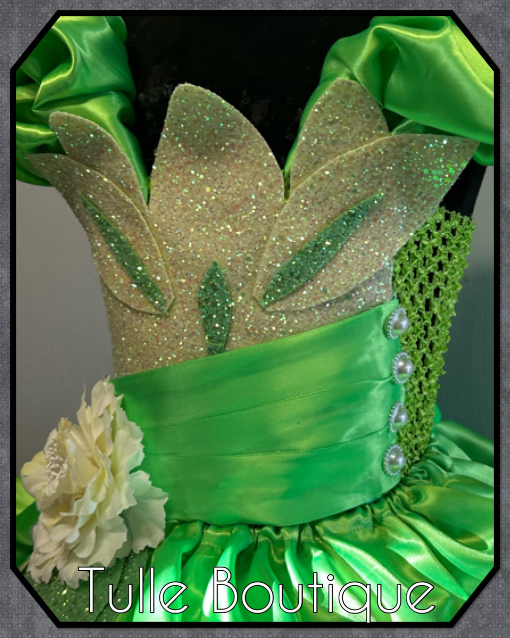 Girls toddlers Princess and the frog ballgown, Princess Tiana fancy dress costume full length